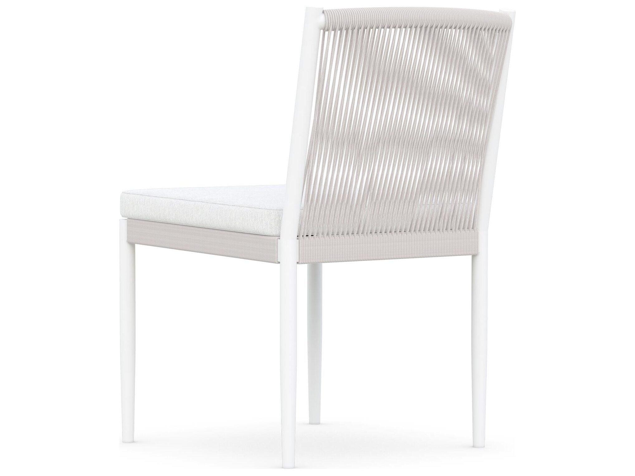 Azzurro Living Catalina Sand All-Weather Rope Outdoor Dining Side Chair with Cloud Cushion