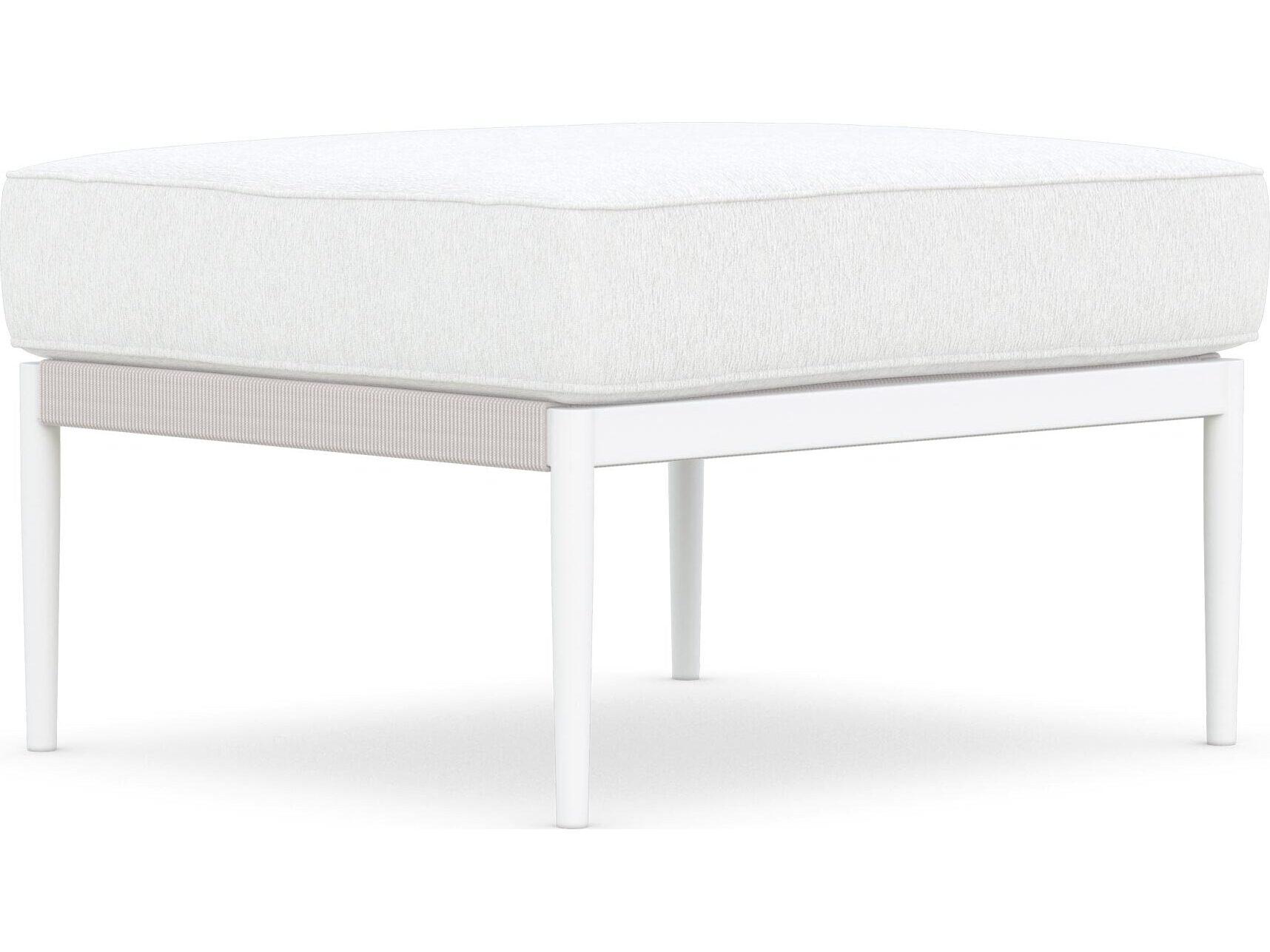 Azzurro Living Catalina Sand All-Weather Rope Patio Ottoman with Cloud Cushion