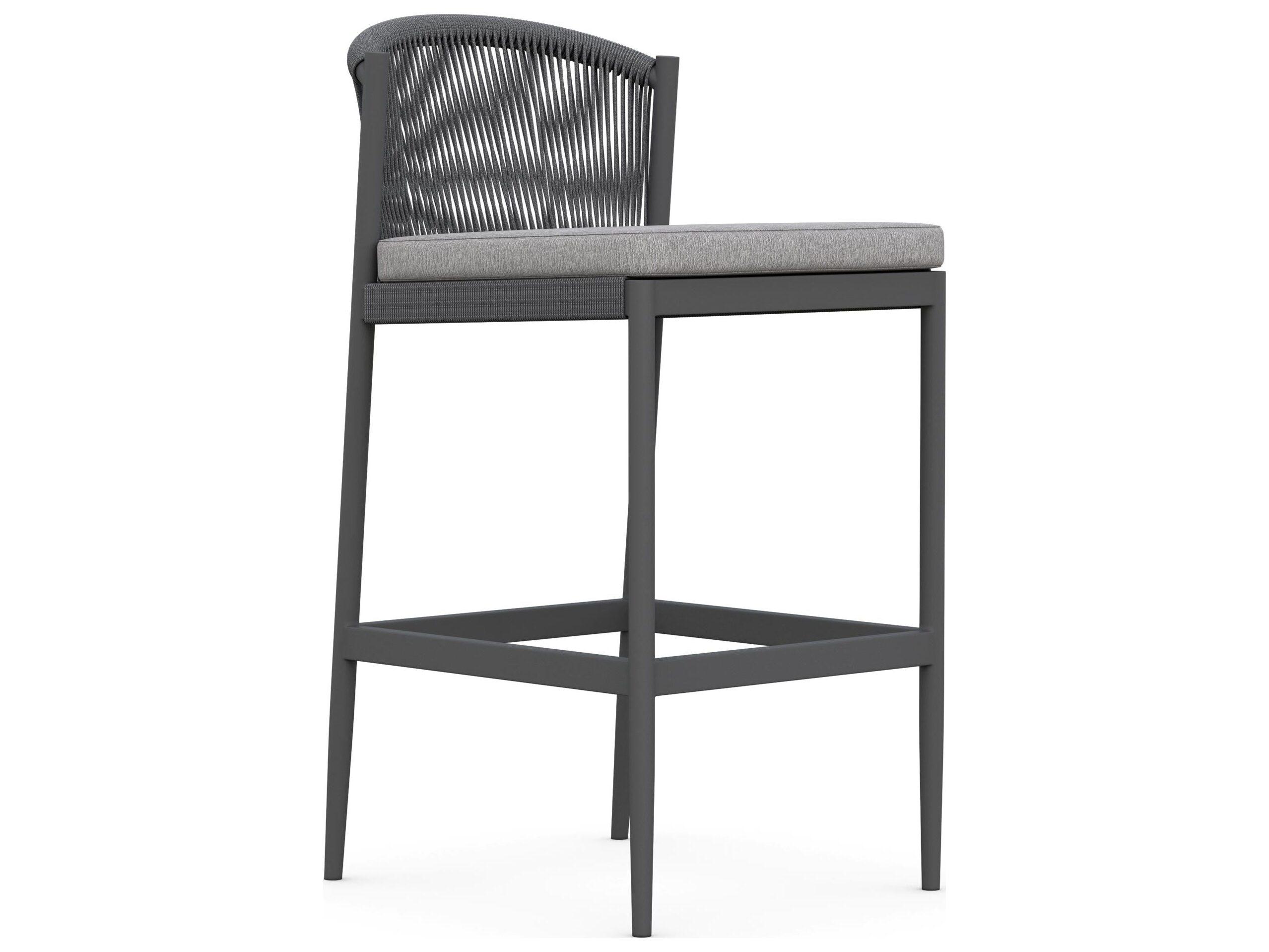Azzurro Living Catalina Ash All-Weather Rope Outdoor Patio Bar Stool with Fog Cushion