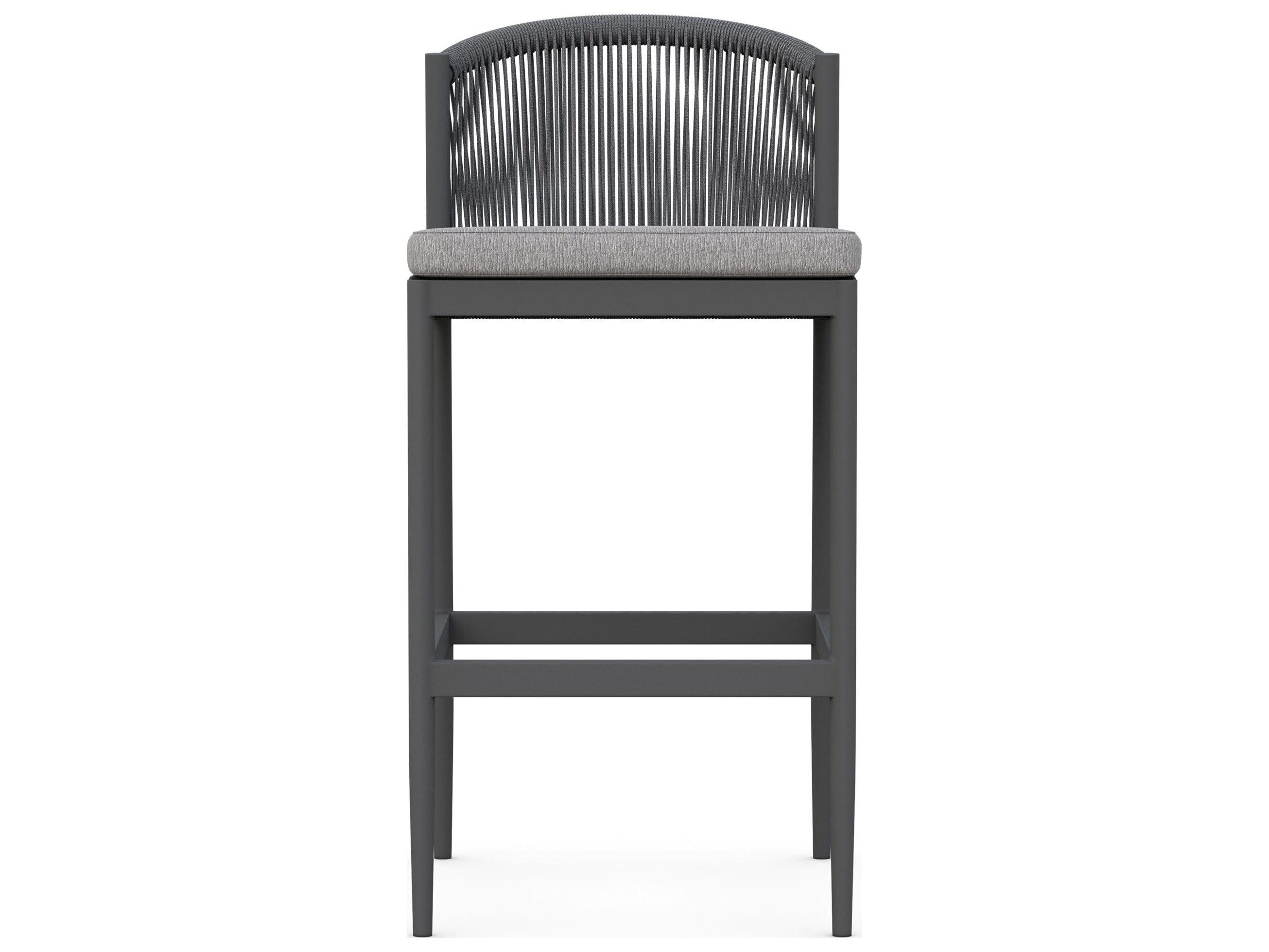 Azzurro Living Catalina Ash All-Weather Rope Outdoor Patio Bar Stool with Fog Cushion