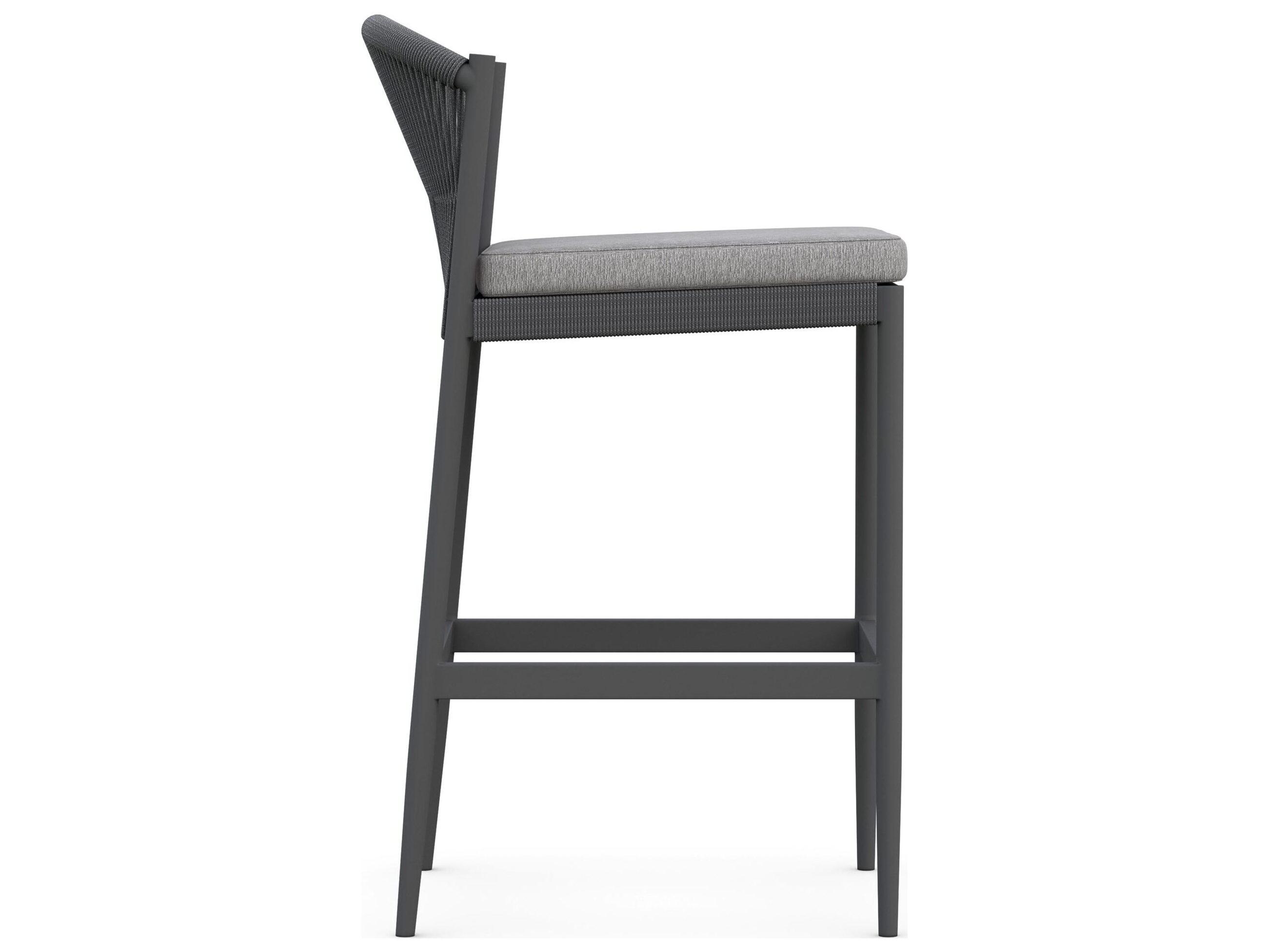 Azzurro Living Catalina Ash All-Weather Rope Outdoor Patio Bar Stool with Fog Cushion