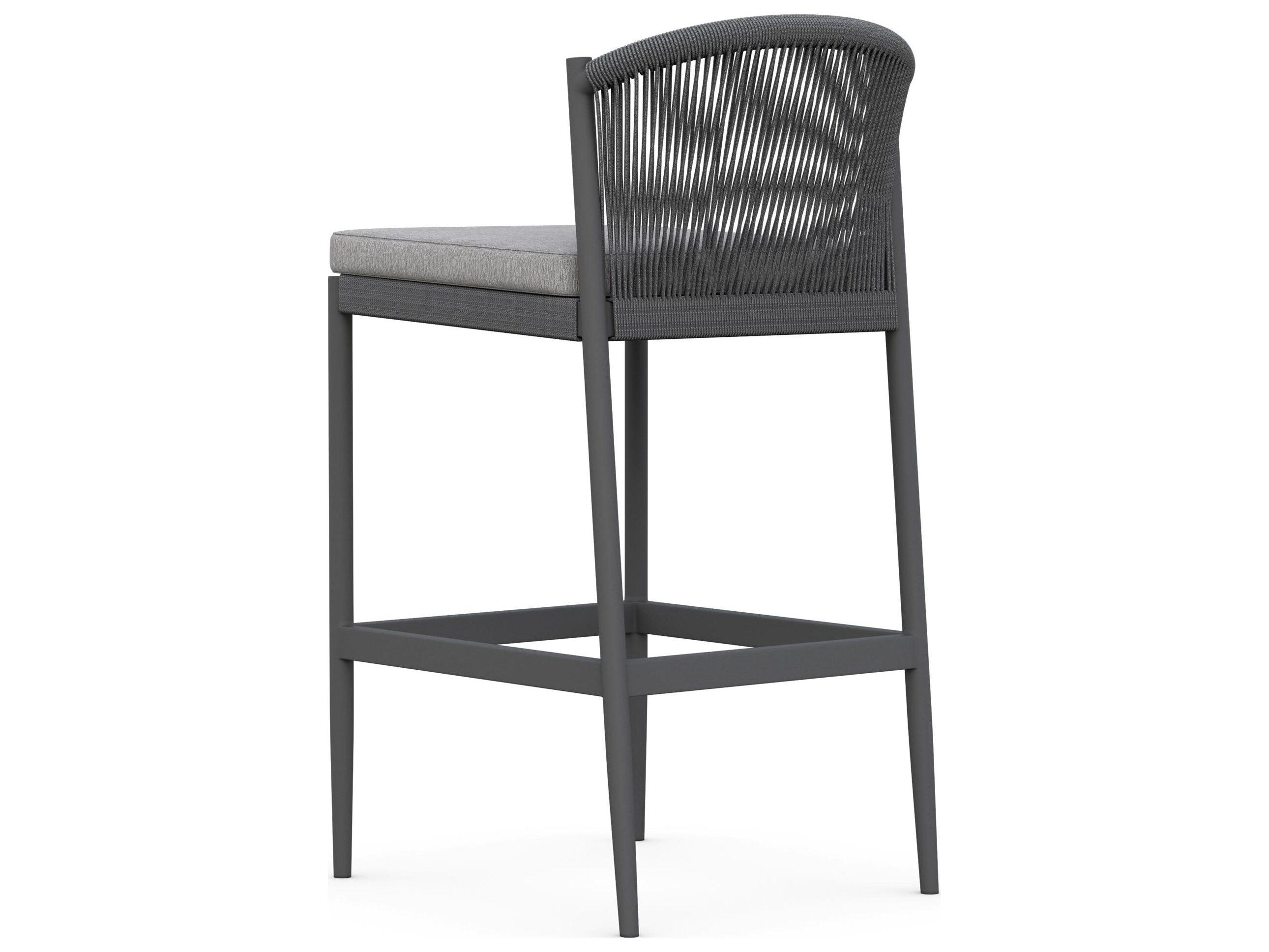 Azzurro Living Catalina Ash All-Weather Rope Outdoor Patio Bar Stool with Fog Cushion