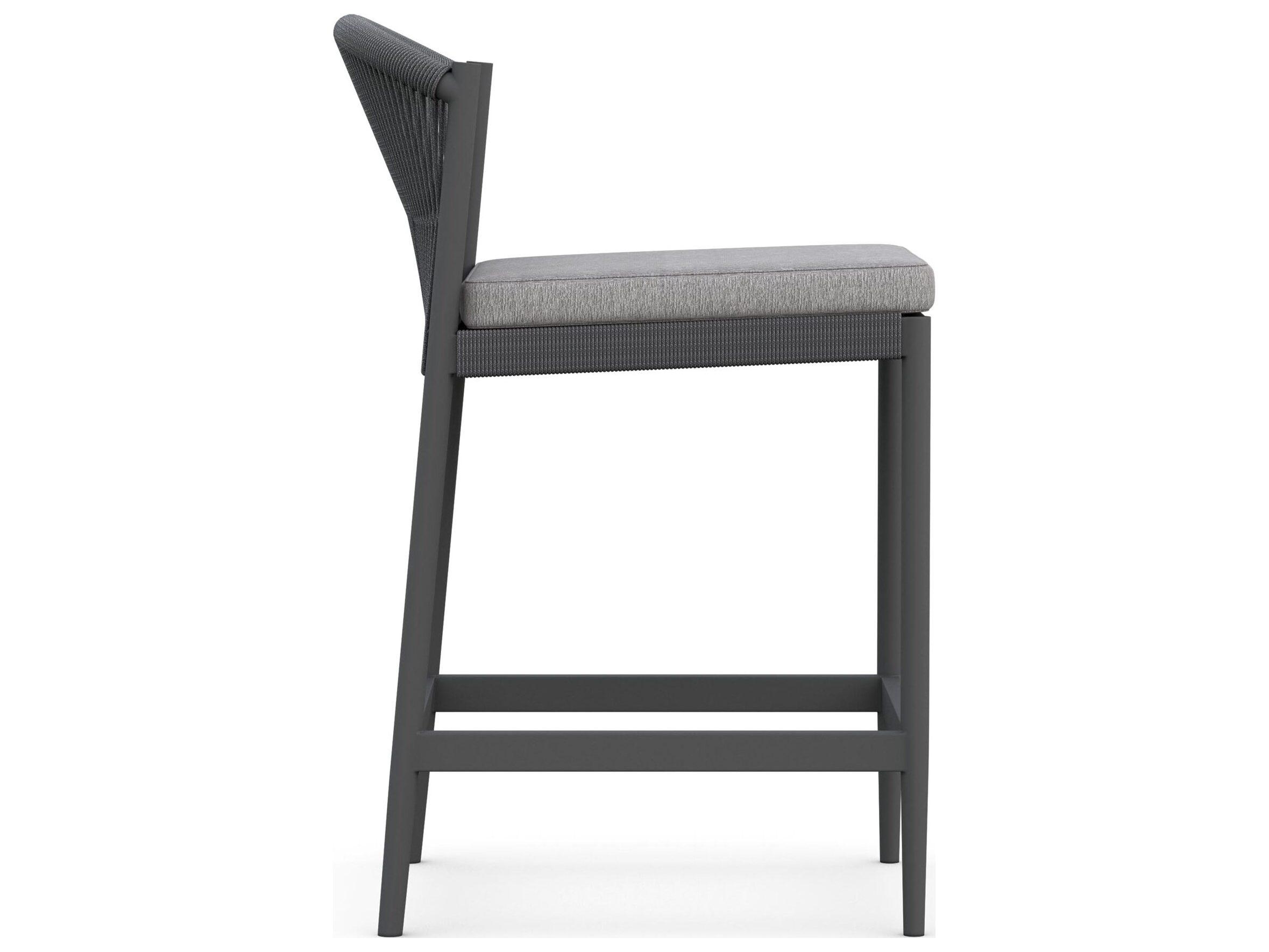 Azzurro Living Catalina Ash All-Weather Rope Patio Counter Stool with Fog Cushion