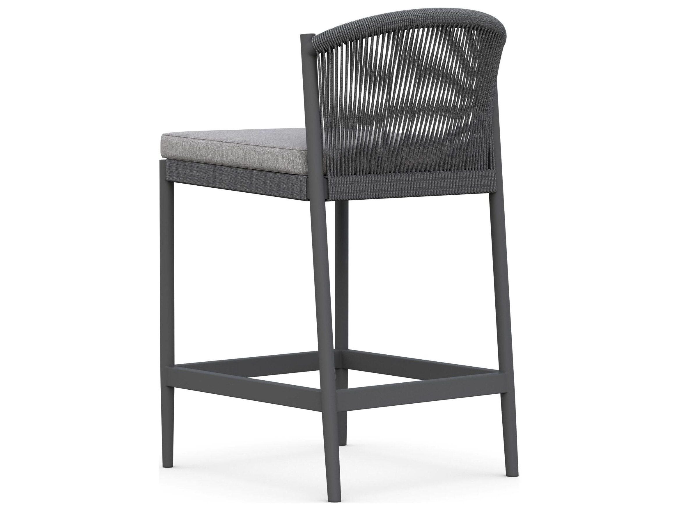 Azzurro Living Catalina Ash All-Weather Rope Patio Counter Stool with Fog Cushion