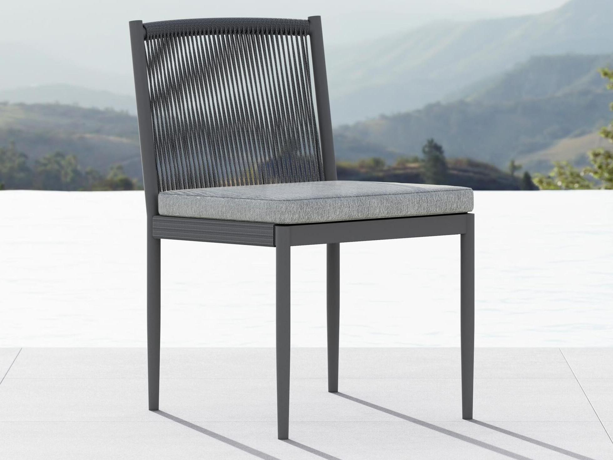 Azzurro Living Catalina Ash All-Weather Rope Outdoor Patio Dining Side Chair with Fog Cushion