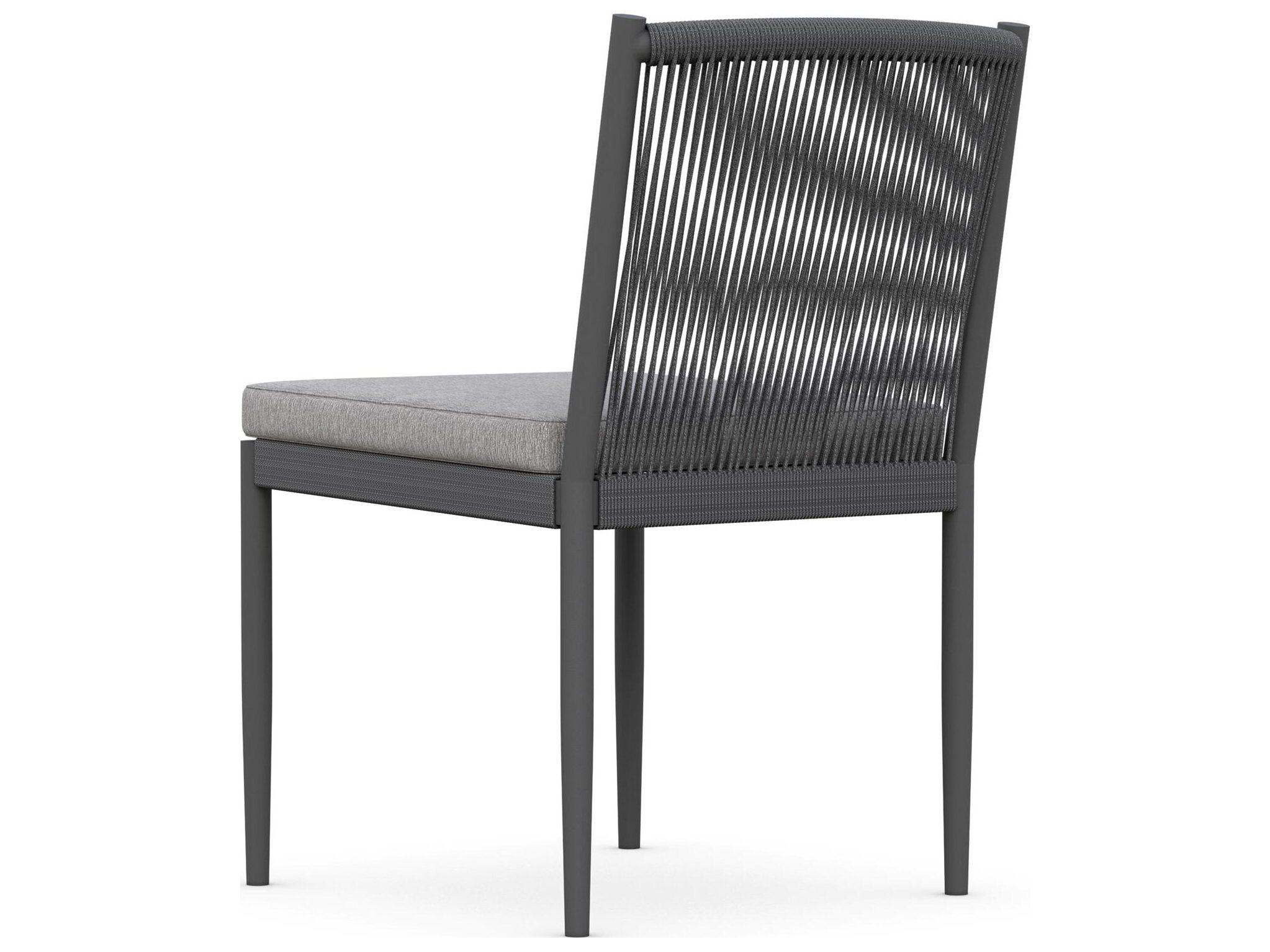 Azzurro Living Catalina Ash All-Weather Rope Outdoor Patio Dining Side Chair with Fog Cushion