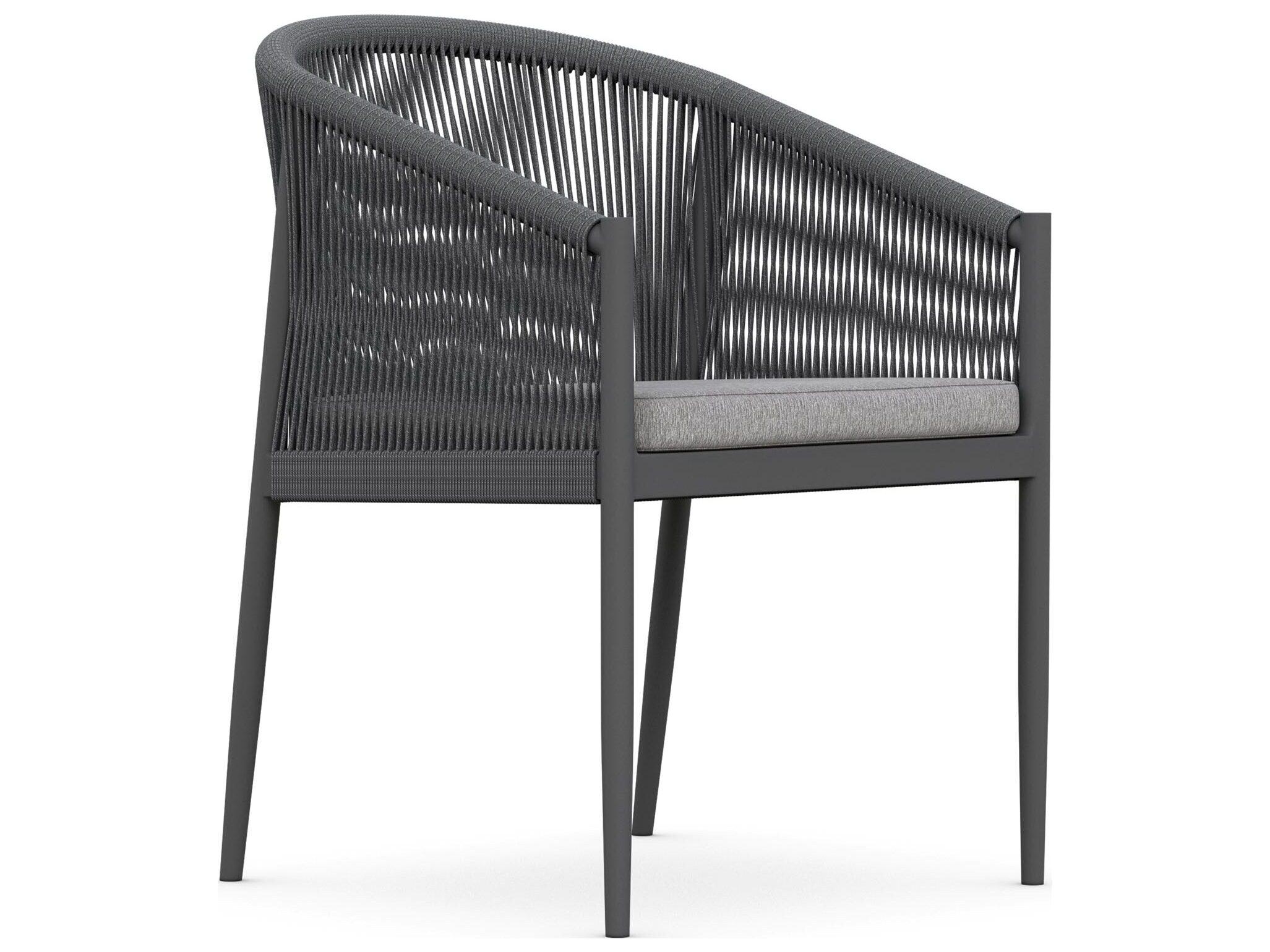 Azzurro Living Catalina Ash All-Weather Rope Patio Dining Arm Chair with Fog Cushion