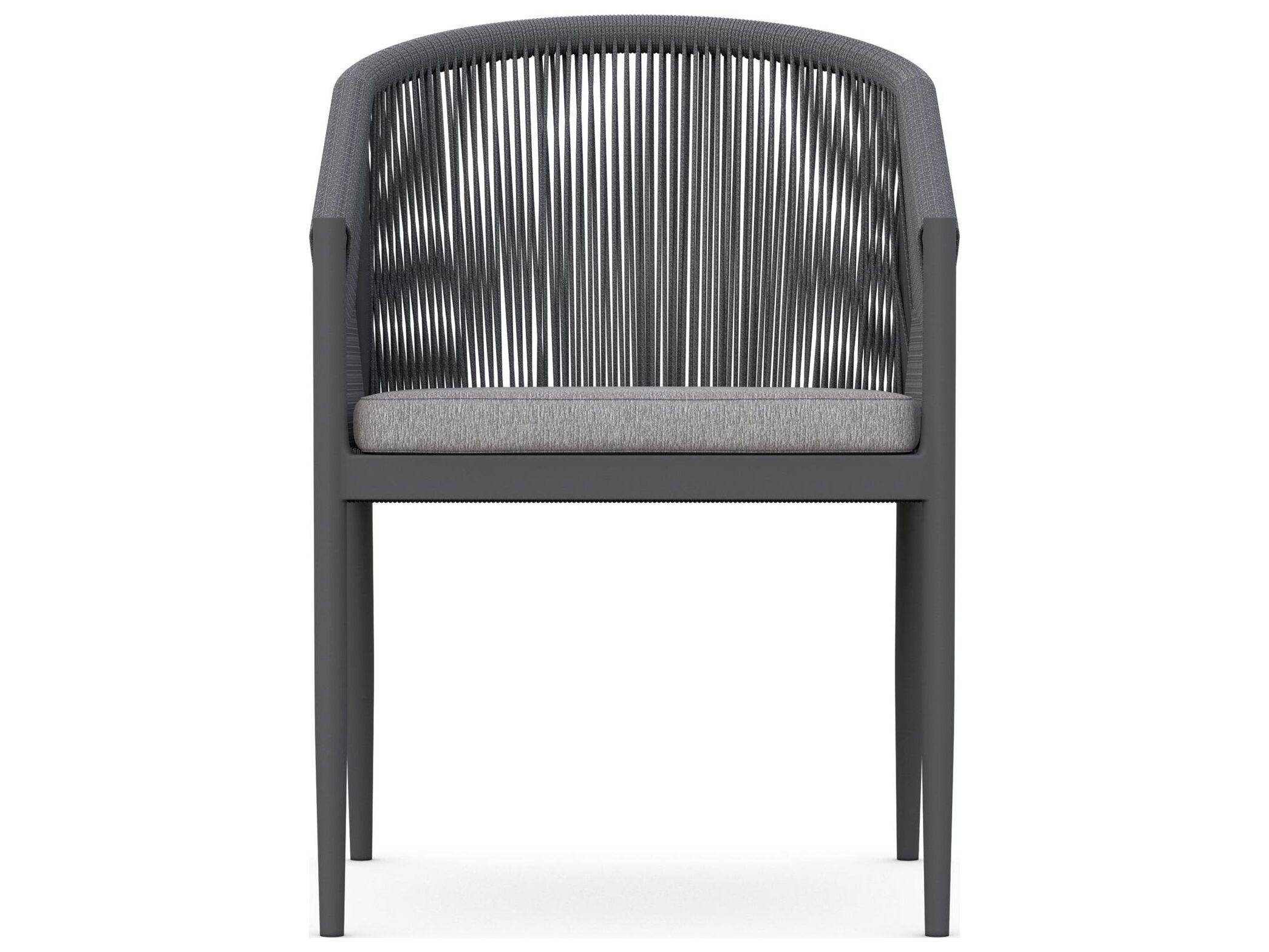 Azzurro Living Catalina Ash All-Weather Rope Patio Dining Arm Chair with Fog Cushion