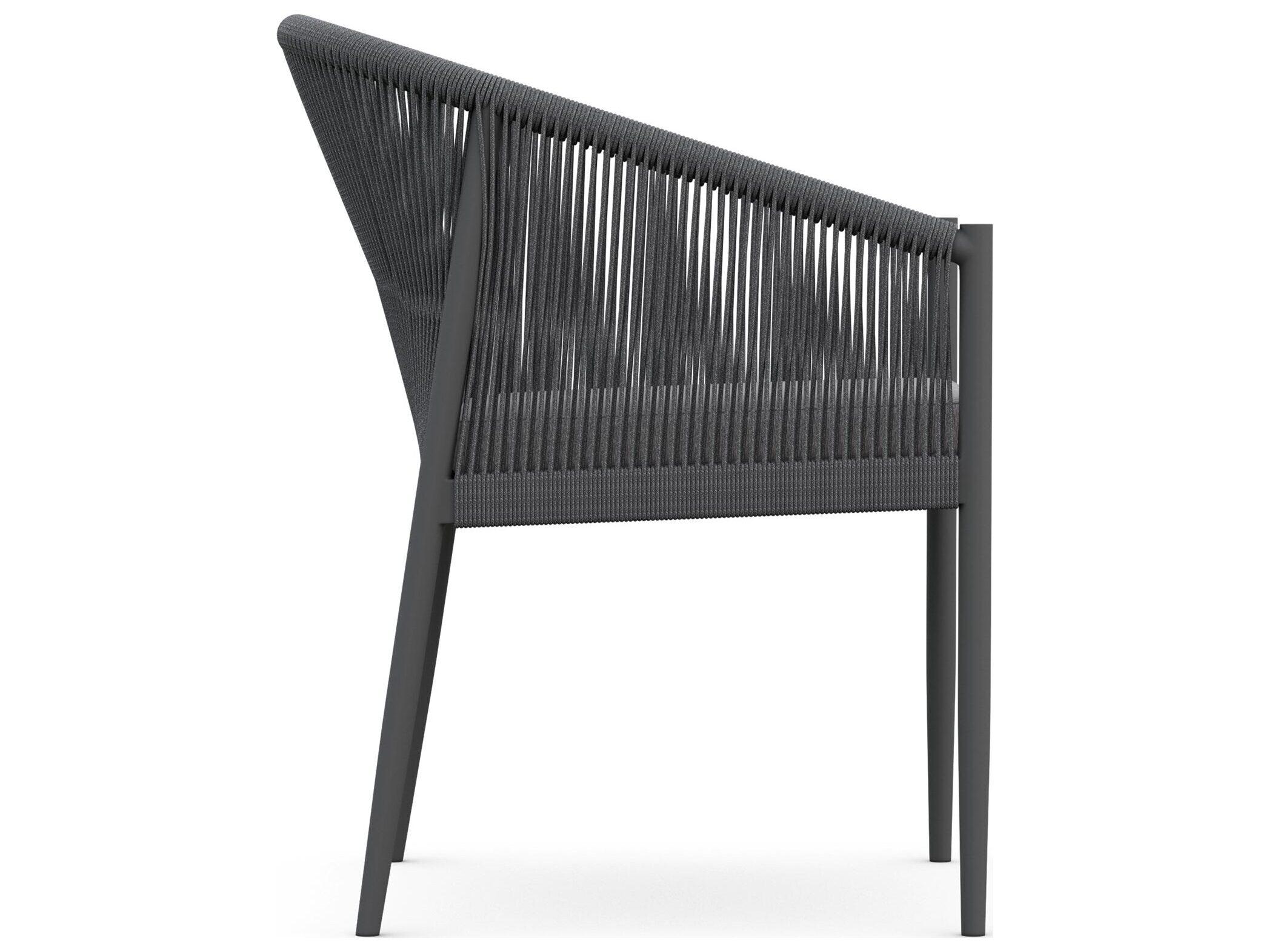 Azzurro Living Catalina Ash All-Weather Rope Patio Dining Arm Chair with Fog Cushion