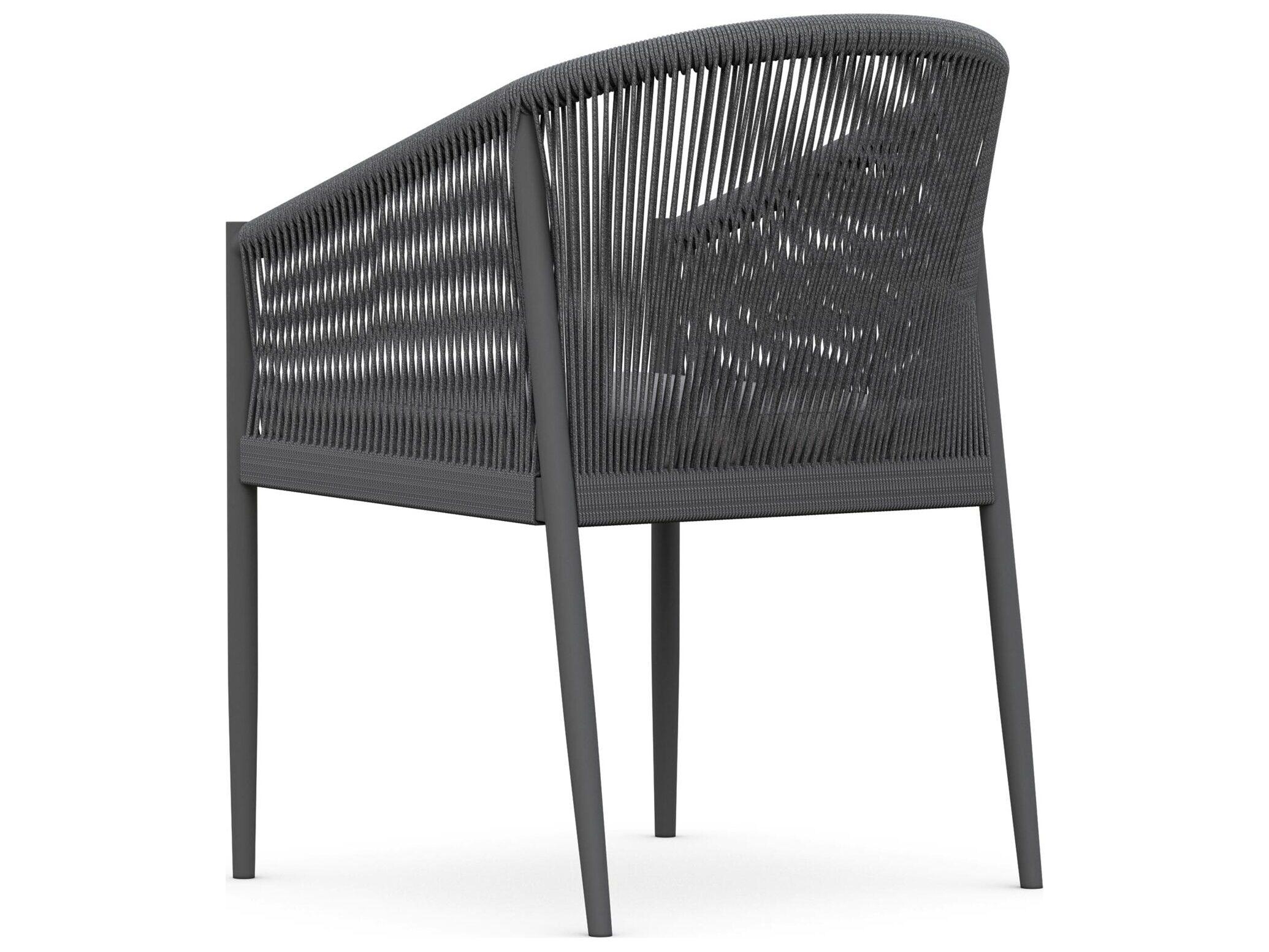 Azzurro Living Catalina Ash All-Weather Rope Patio Dining Arm Chair with Fog Cushion