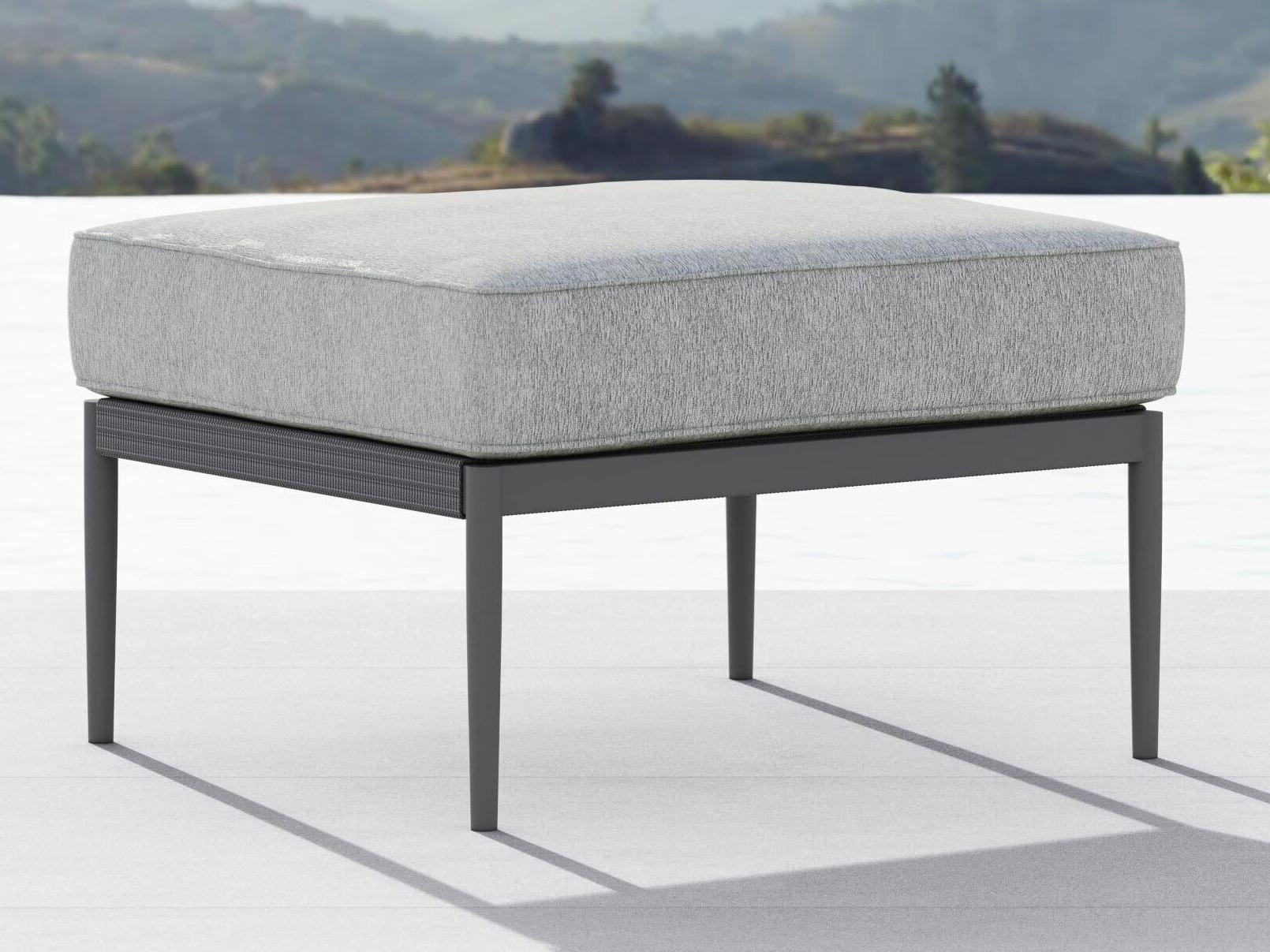 Azzurro Living Catalina Ash All-Weather Rope Outdoor Ottoman with Fog Cushion