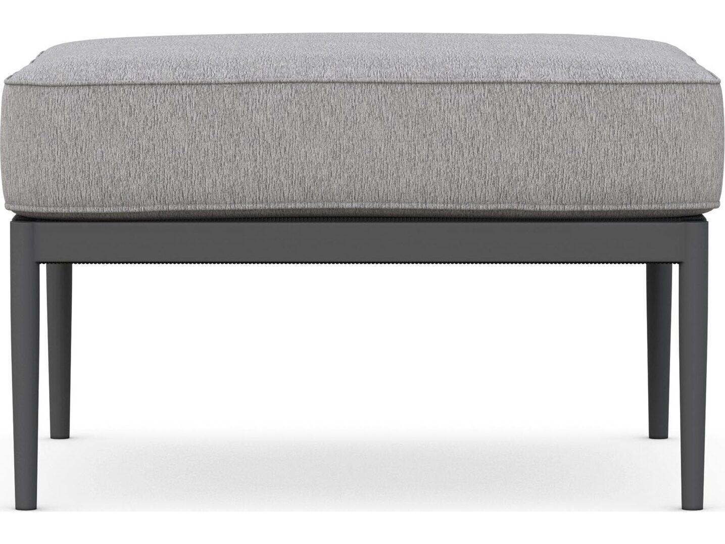 Azzurro Living Catalina Ash All-Weather Rope Outdoor Ottoman with Fog Cushion