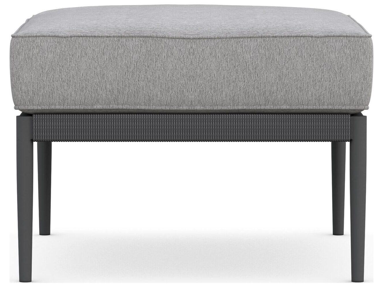 Azzurro Living Catalina Ash All-Weather Rope Outdoor Ottoman with Fog Cushion