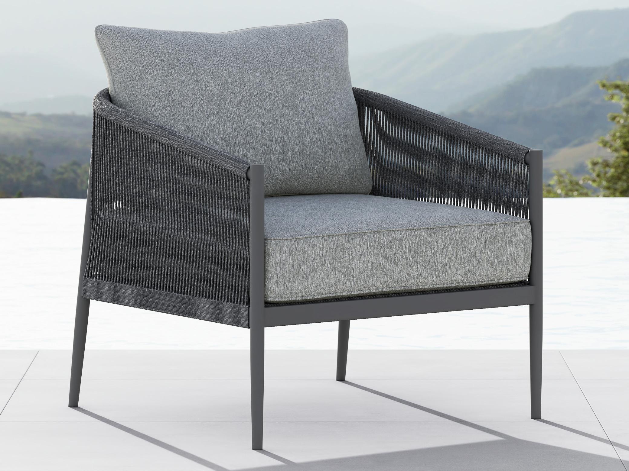 Azzurro Living Catalina Ash All-Weather Rope Patio Lounge Chair with Fog Cushion