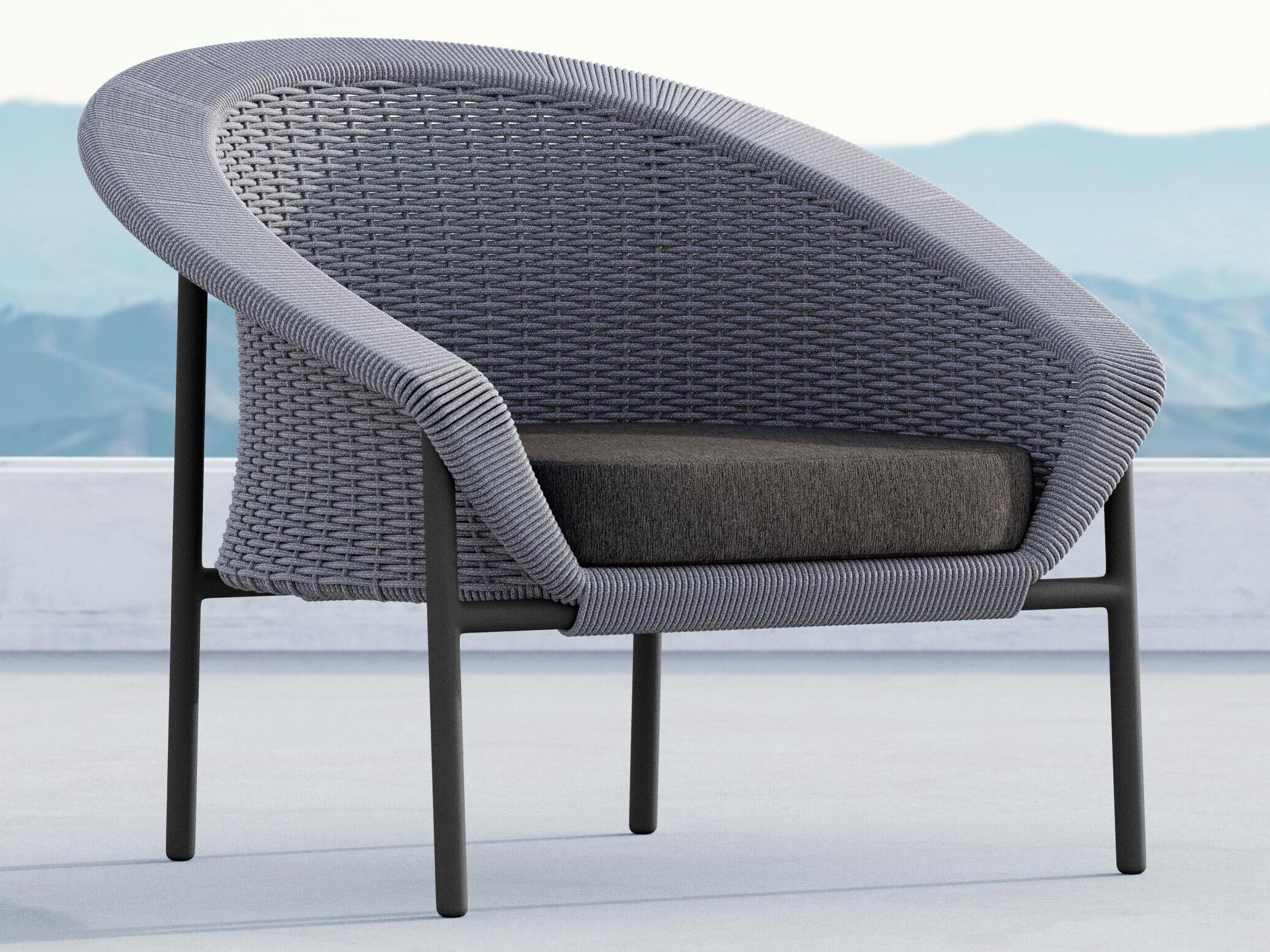 Azzurro Living Cove Gray All-Weather Rope Outdoor Lounge Chair with Midnight Cushion