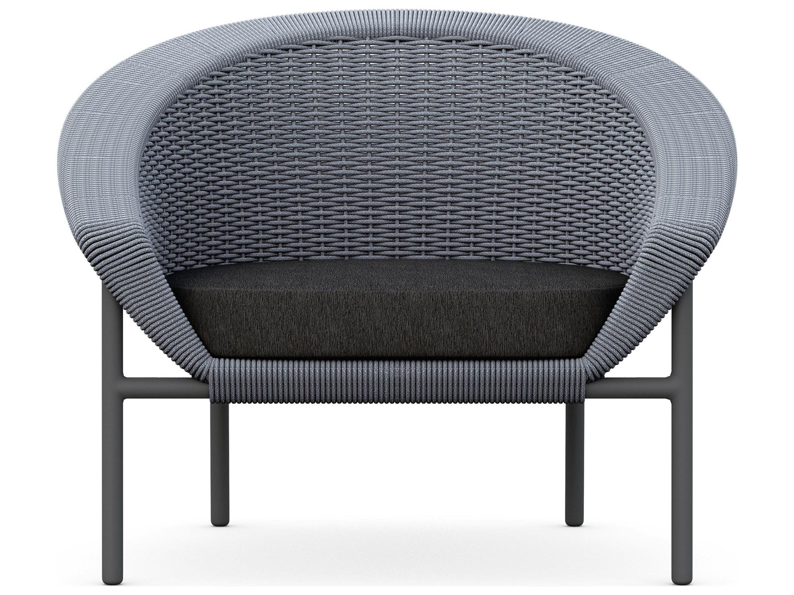 Azzurro Living Cove Gray All-Weather Rope Outdoor Lounge Chair with Midnight Cushion