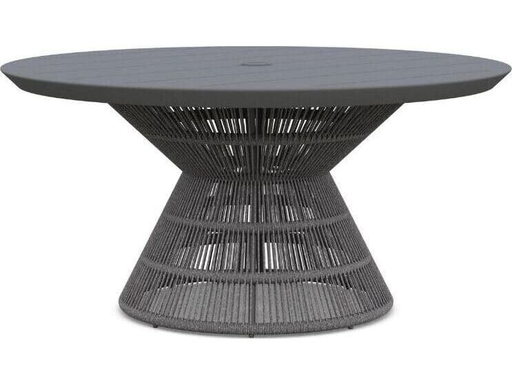 Azzurro Living Captiva Aluminum Round Umbrella Hole Dining Table