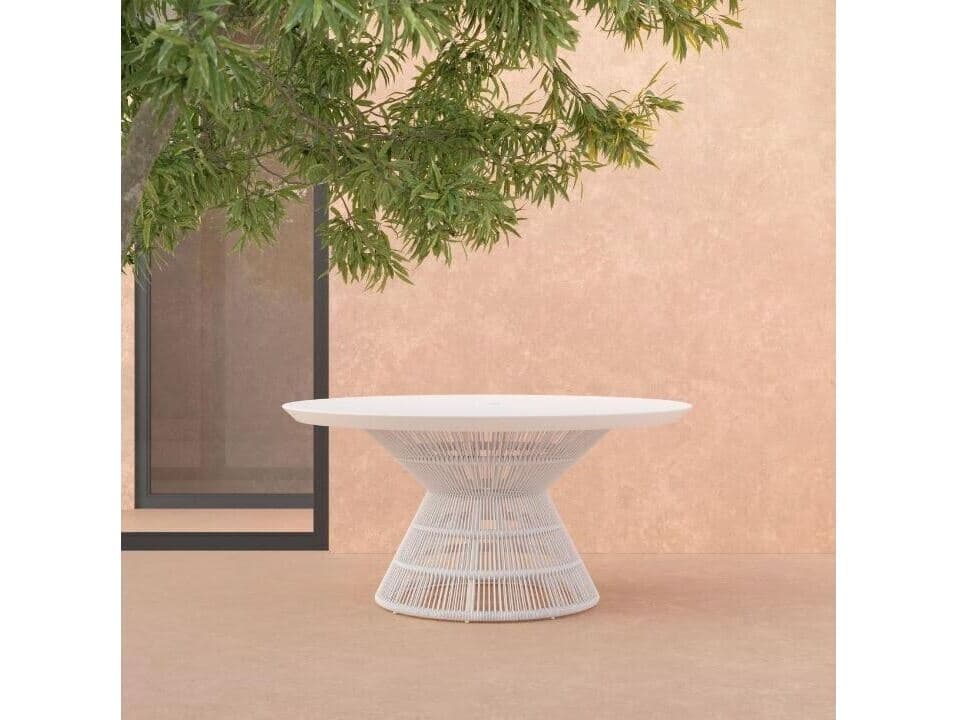 Azzurro Living Captiva Aluminum Round Umbrella Hole Dining Table