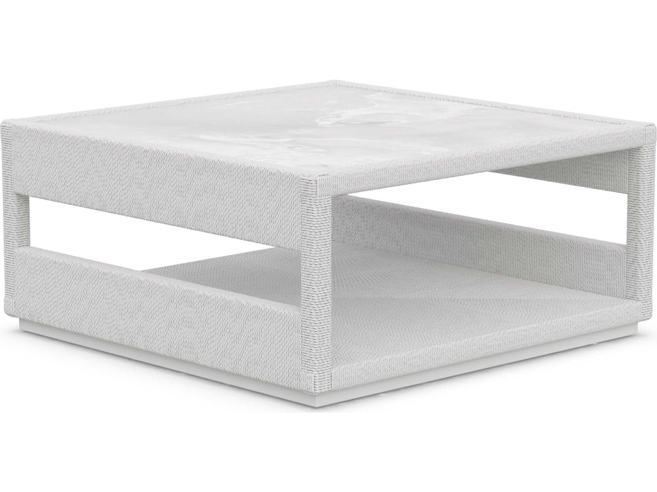 Azzurro Living Cyprus Bone All-weather Wicker Square Coffee Table