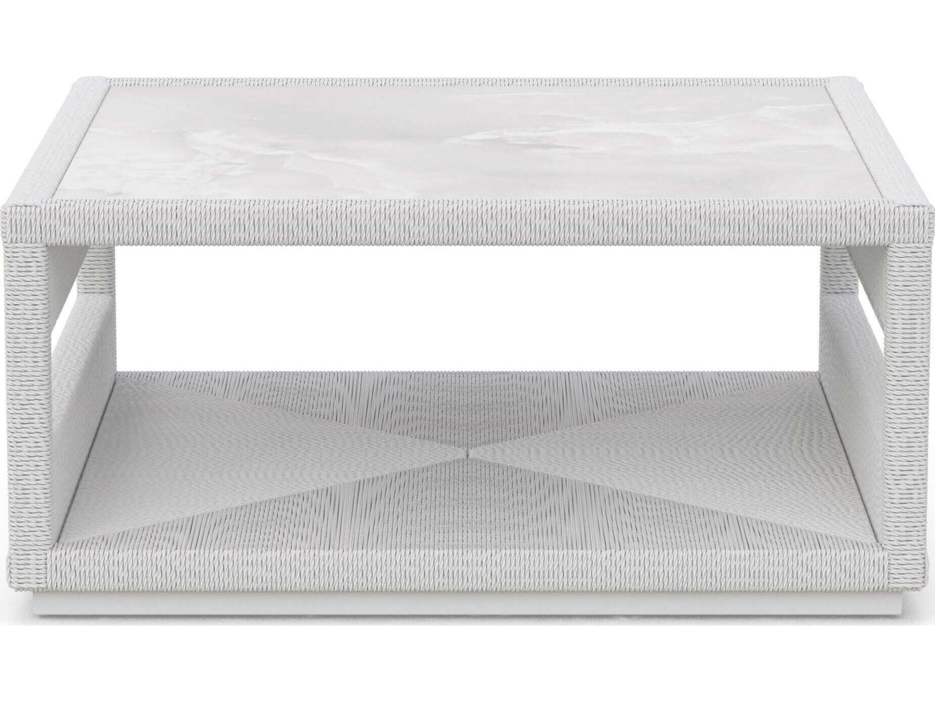 Azzurro Living Cyprus Bone All-weather Wicker Square Coffee Table