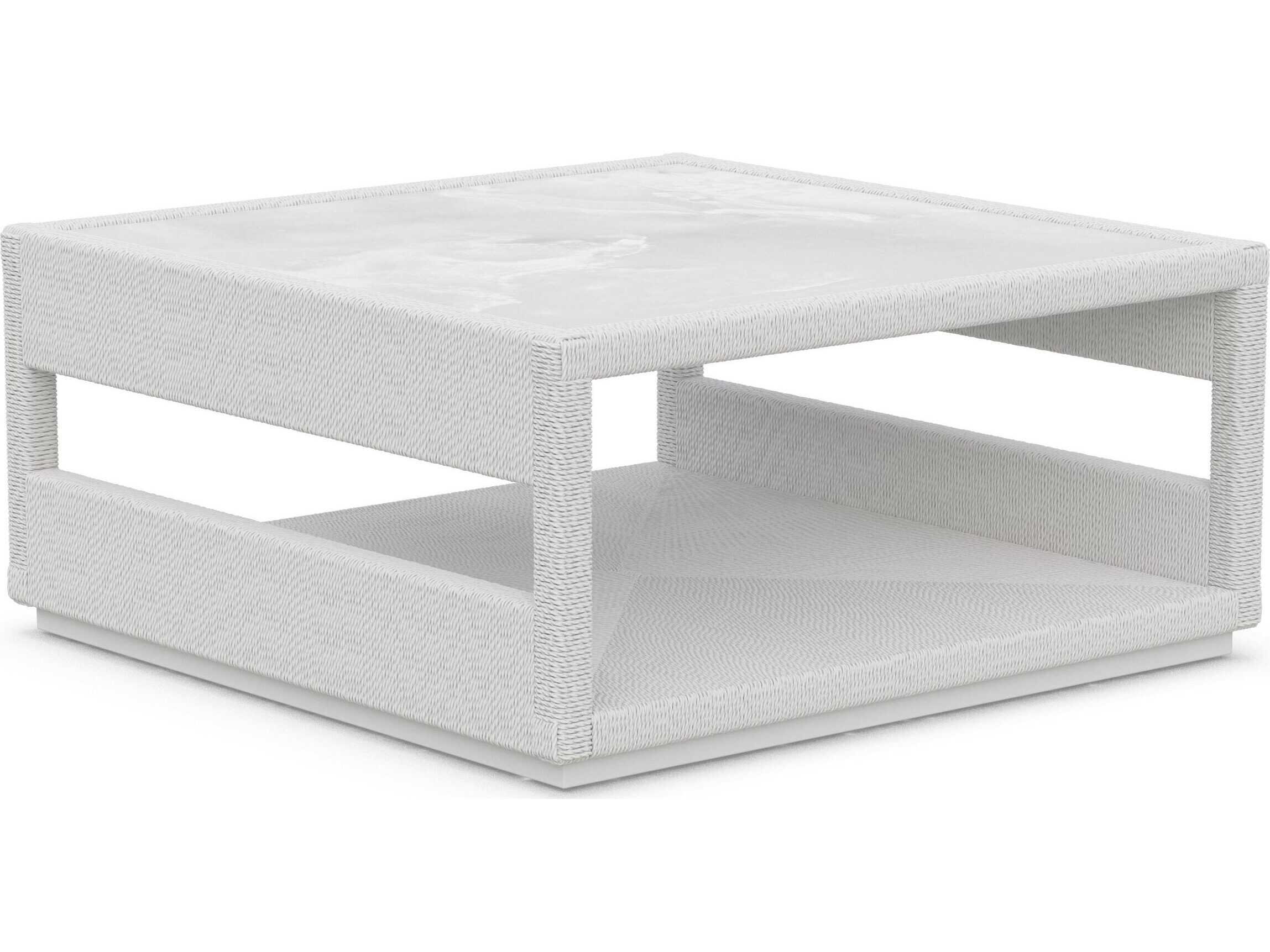 Azzurro Living Cyprus Bone All-weather Wicker Square Coffee Table