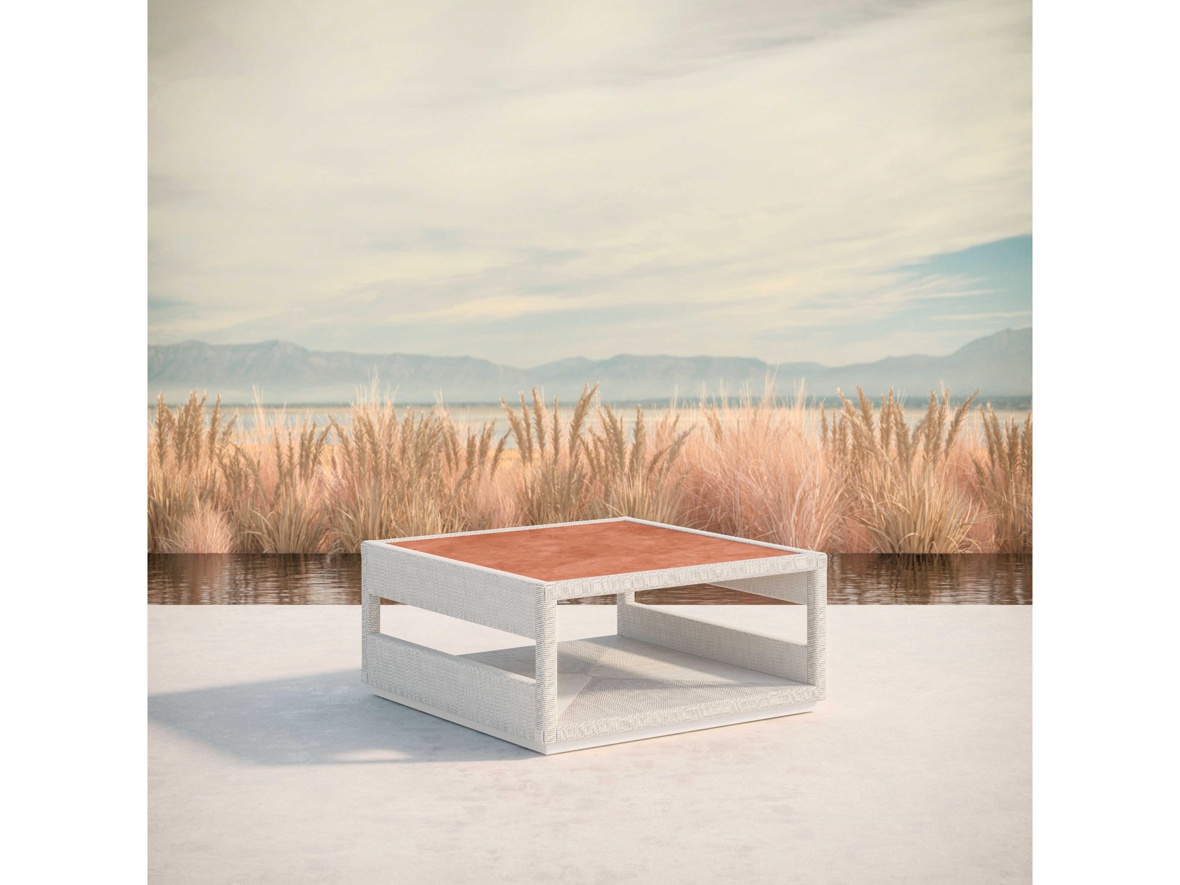 Azzurro Living Cyprus Bone All-weather Wicker Square Coffee Table