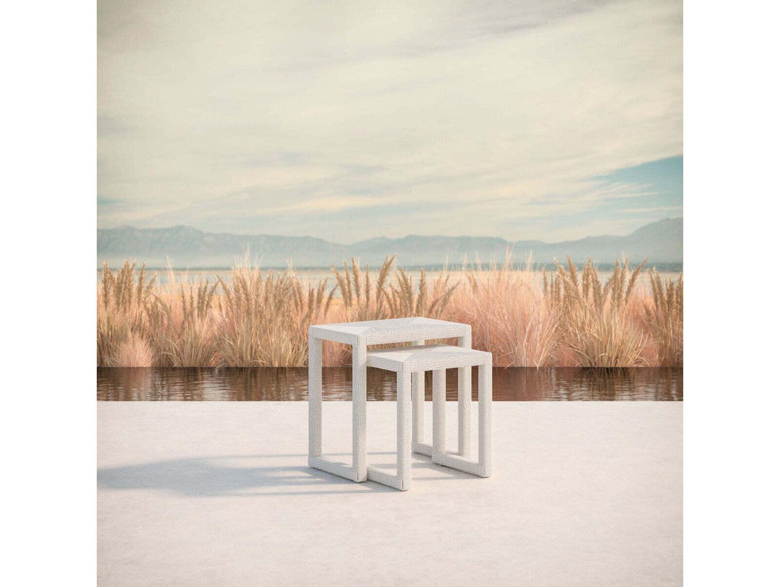 Azzurro Living Cyprus Wicker Rectangular Nesting Tables