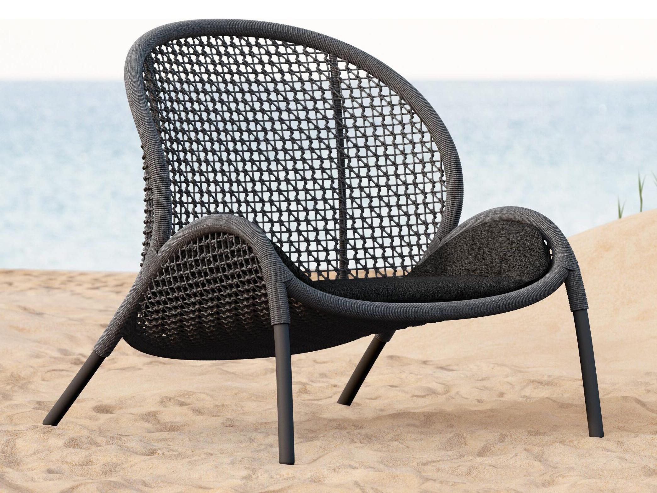 Azzurro Living Dune Ash All-Weather Rope Outdoor Lounge Chair with Midnight Cushion
