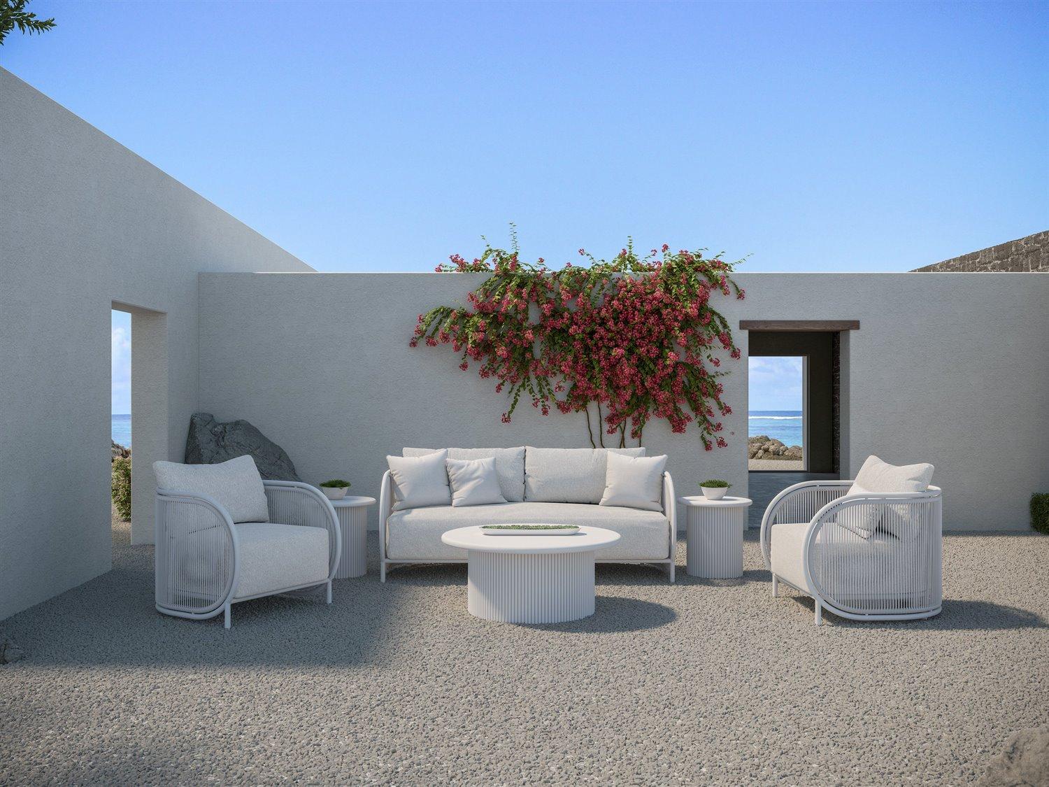 Azzurro Living Kamari White Mist All-Weather Rope Outdoor Lounge Set with Cloud Cushion