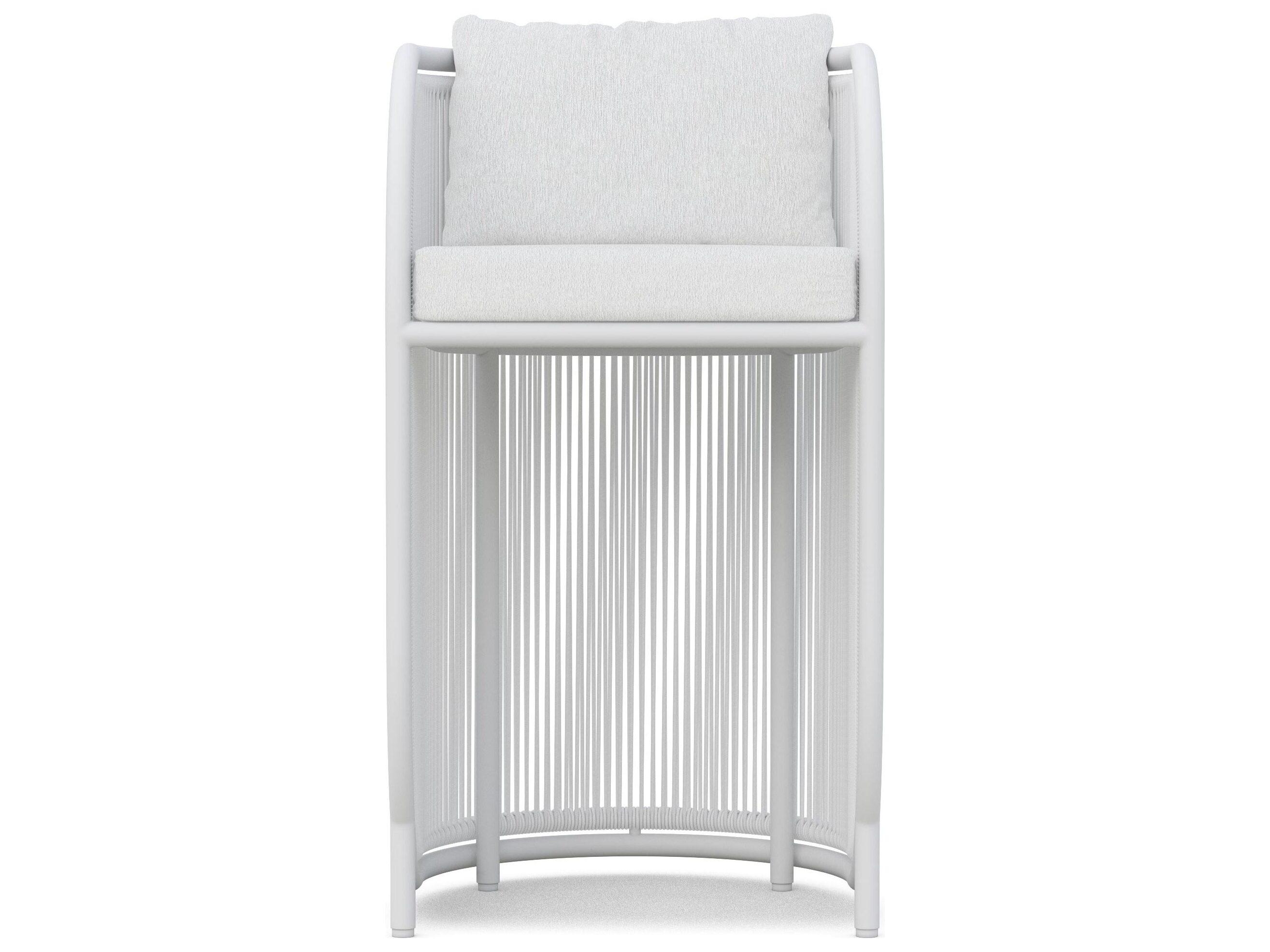 Azzurro Living Kamari White Mist All-Weather Rope Patio Bar Stool with Cloud Cushion