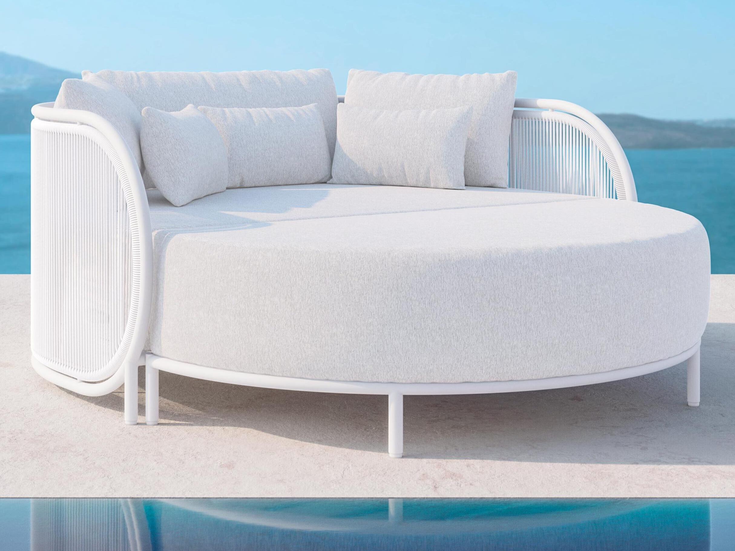 Azzurro Living Kamari White Mist All-Weather Rope Patio Daybed with Cloud Cushion