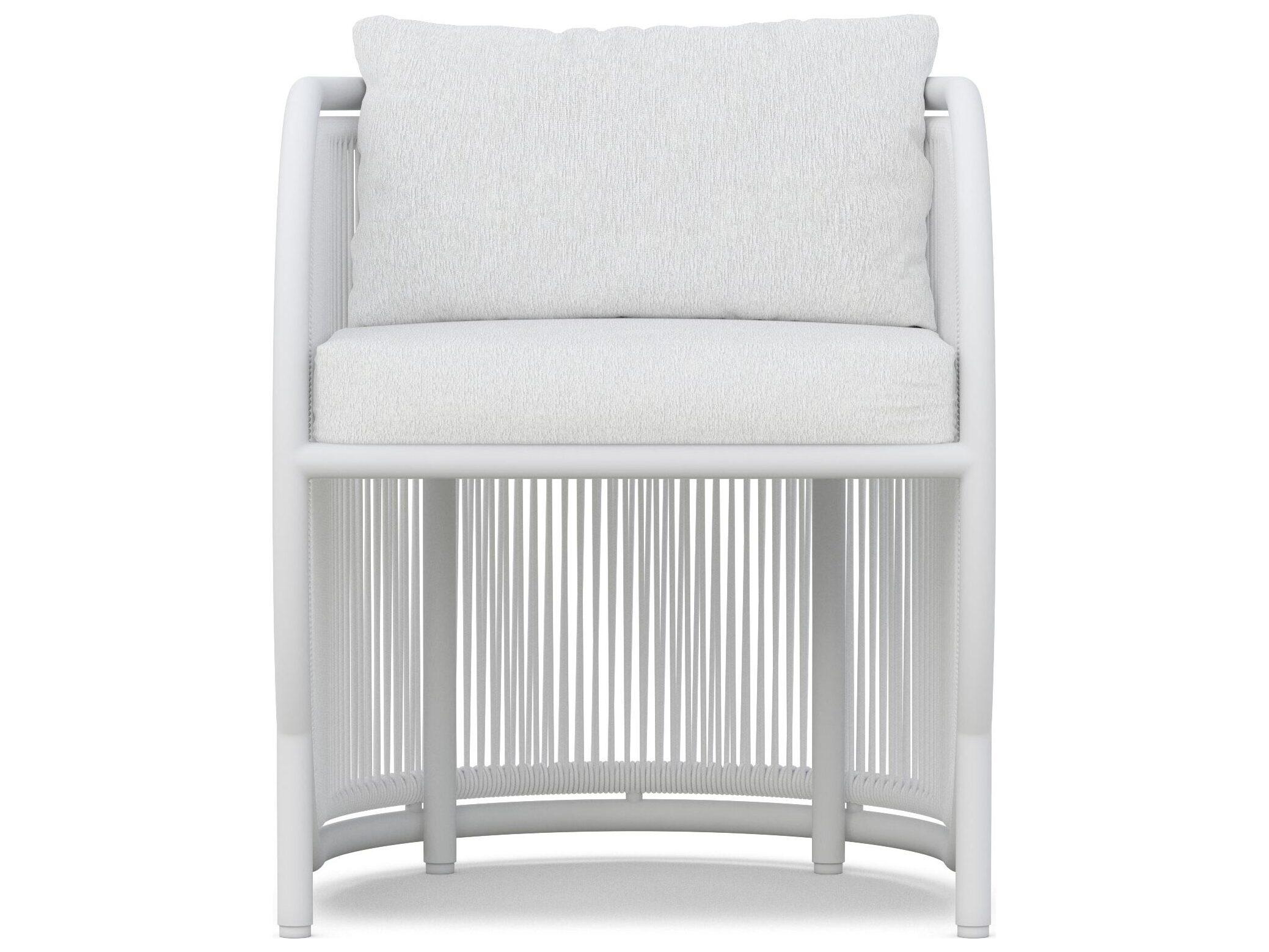 Azzurro Living Kamari White Mist All-Weather Rope Outdoor Dining Arm Chair with Cloud Cushion