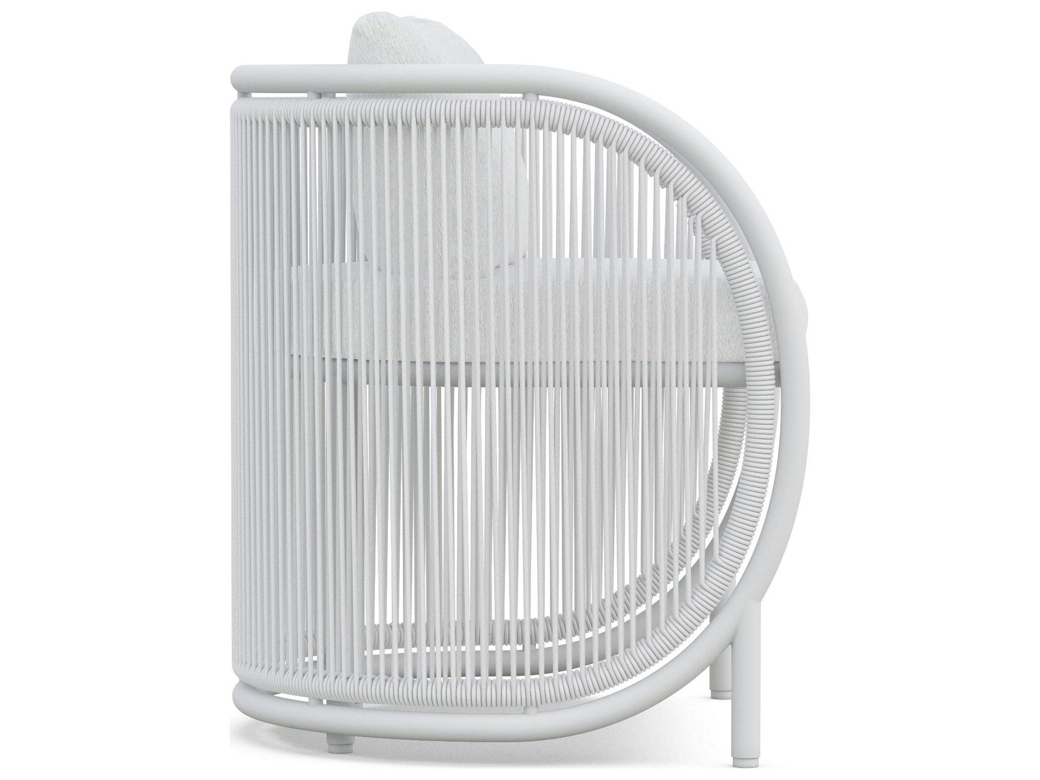 Azzurro Living Kamari White Mist All-Weather Rope Outdoor Dining Arm Chair with Cloud Cushion