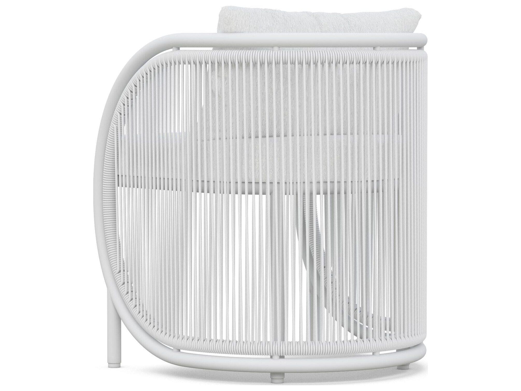 Azzurro Living Kamari White Mist All-Weather Rope Outdoor Dining Arm Chair with Cloud Cushion