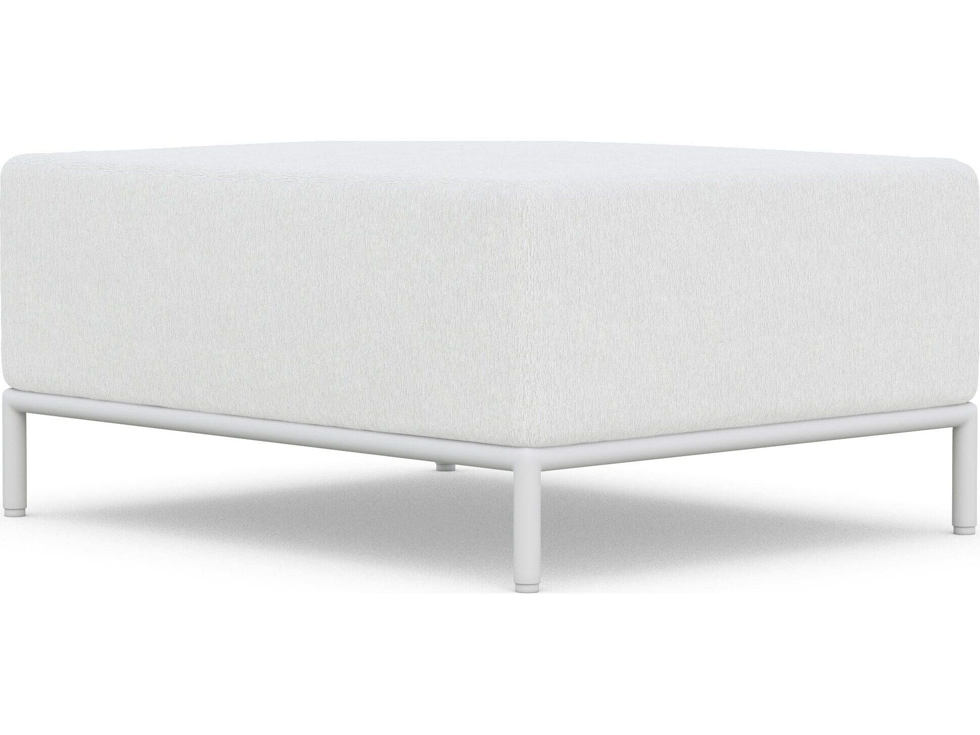 Azzurro Living Kamari White Mist All-Weather Rope Outdoor Patio Ottoman with Cloud Cushion