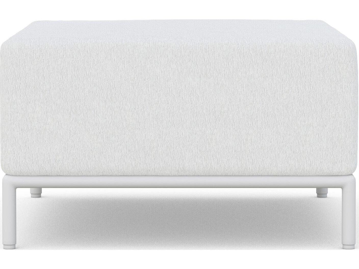 Azzurro Living Kamari White Mist All-Weather Rope Outdoor Patio Ottoman with Cloud Cushion