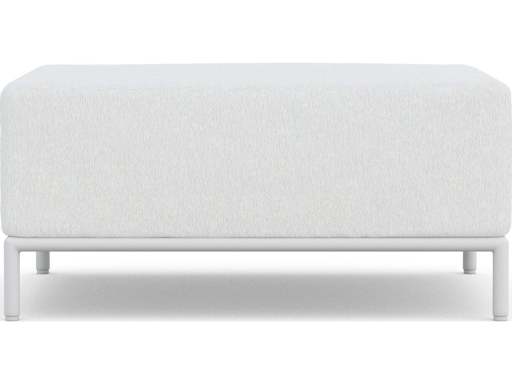 Azzurro Living Kamari White Mist All-Weather Rope Outdoor Patio Ottoman with Cloud Cushion