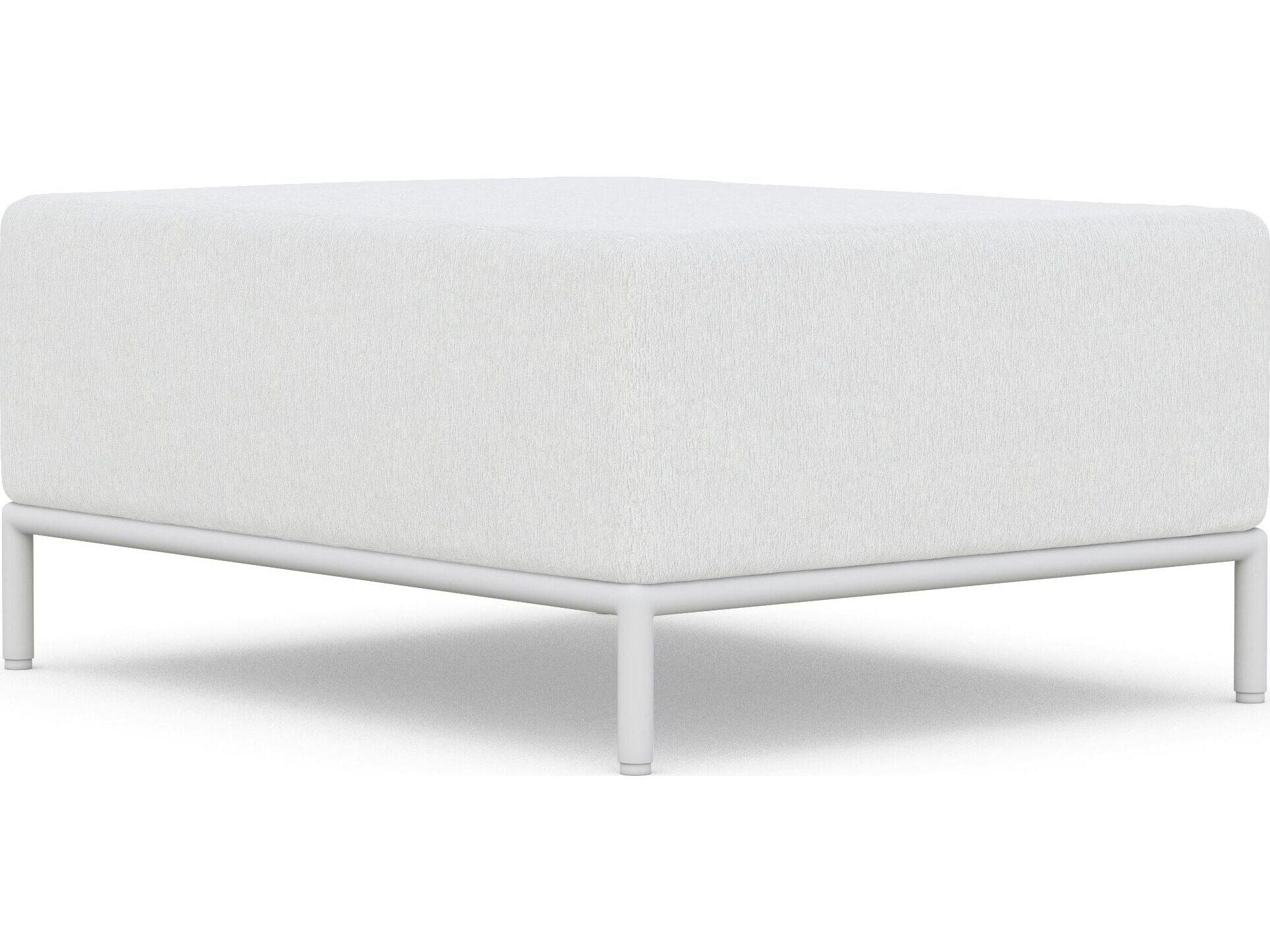 Azzurro Living Kamari White Mist All-Weather Rope Outdoor Patio Ottoman with Cloud Cushion