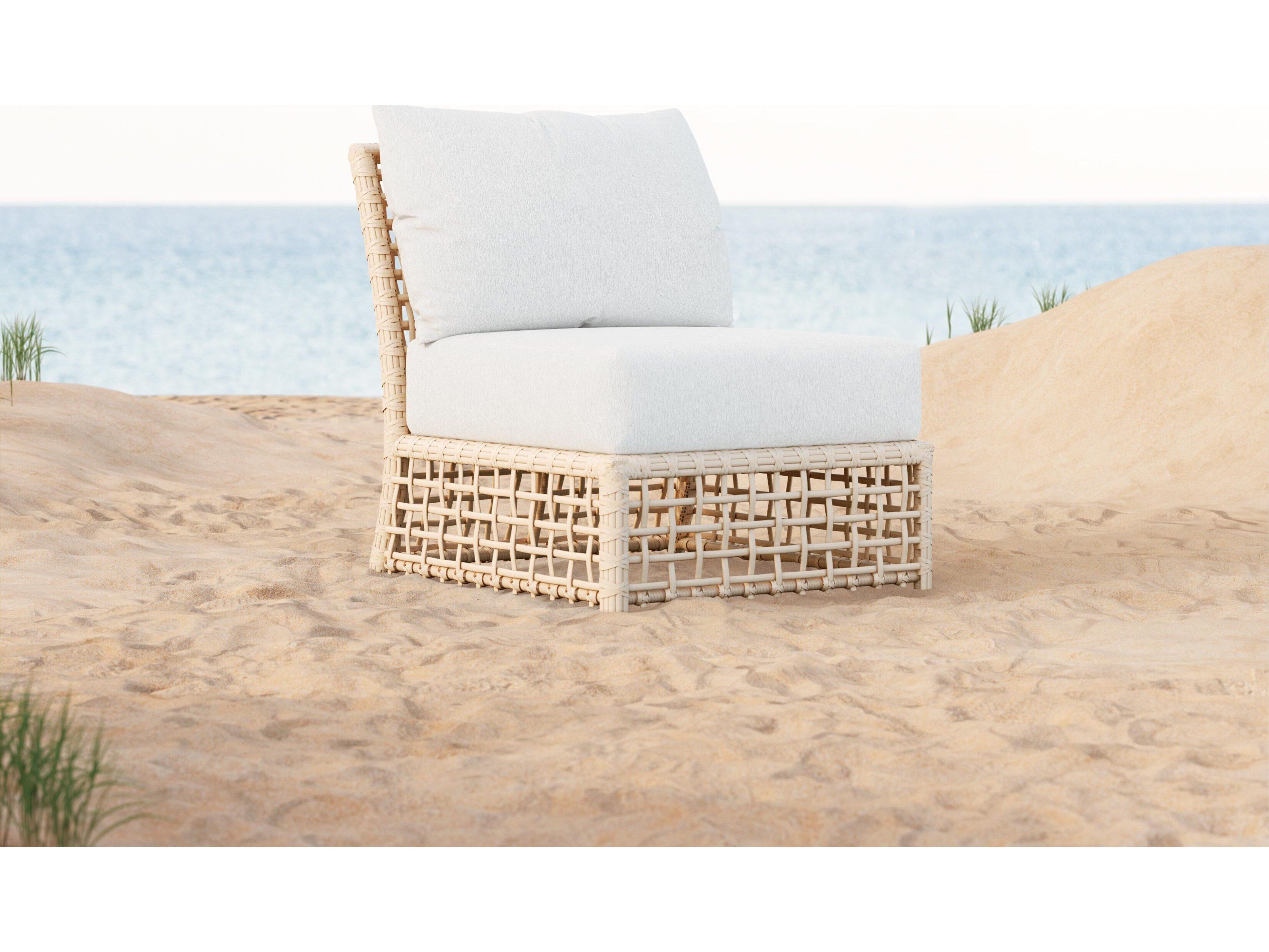 Azzurro Living Kiawah Almond All-Weather Wicker Modular Outdoor Lounge Chair with Cloud Cushion
