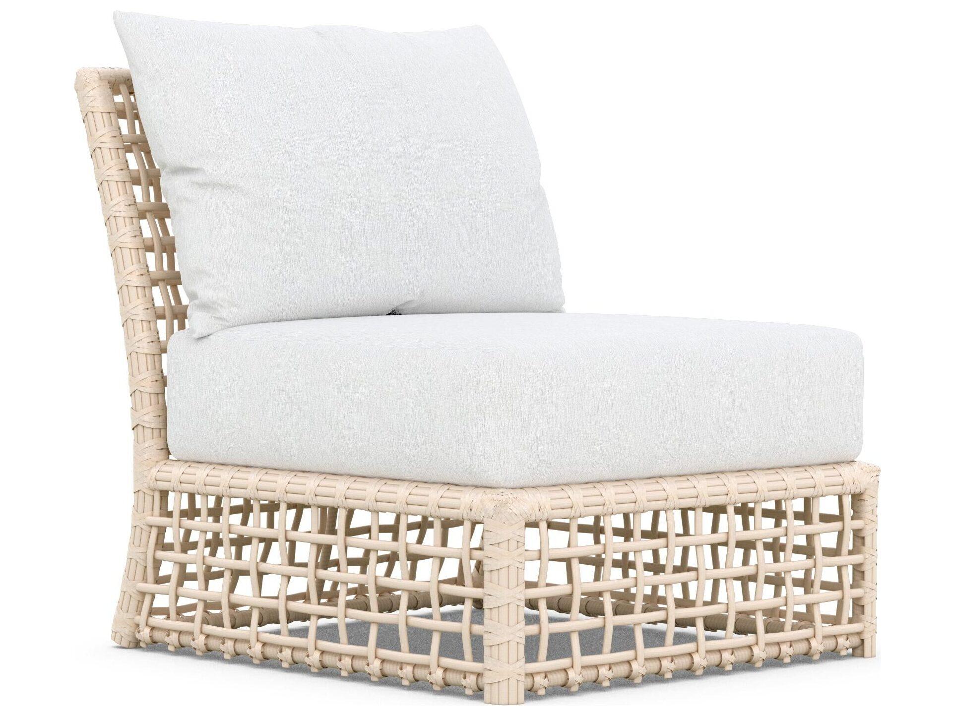 Azzurro Living Kiawah Almond All-Weather Wicker Modular Outdoor Lounge Chair with Cloud Cushion