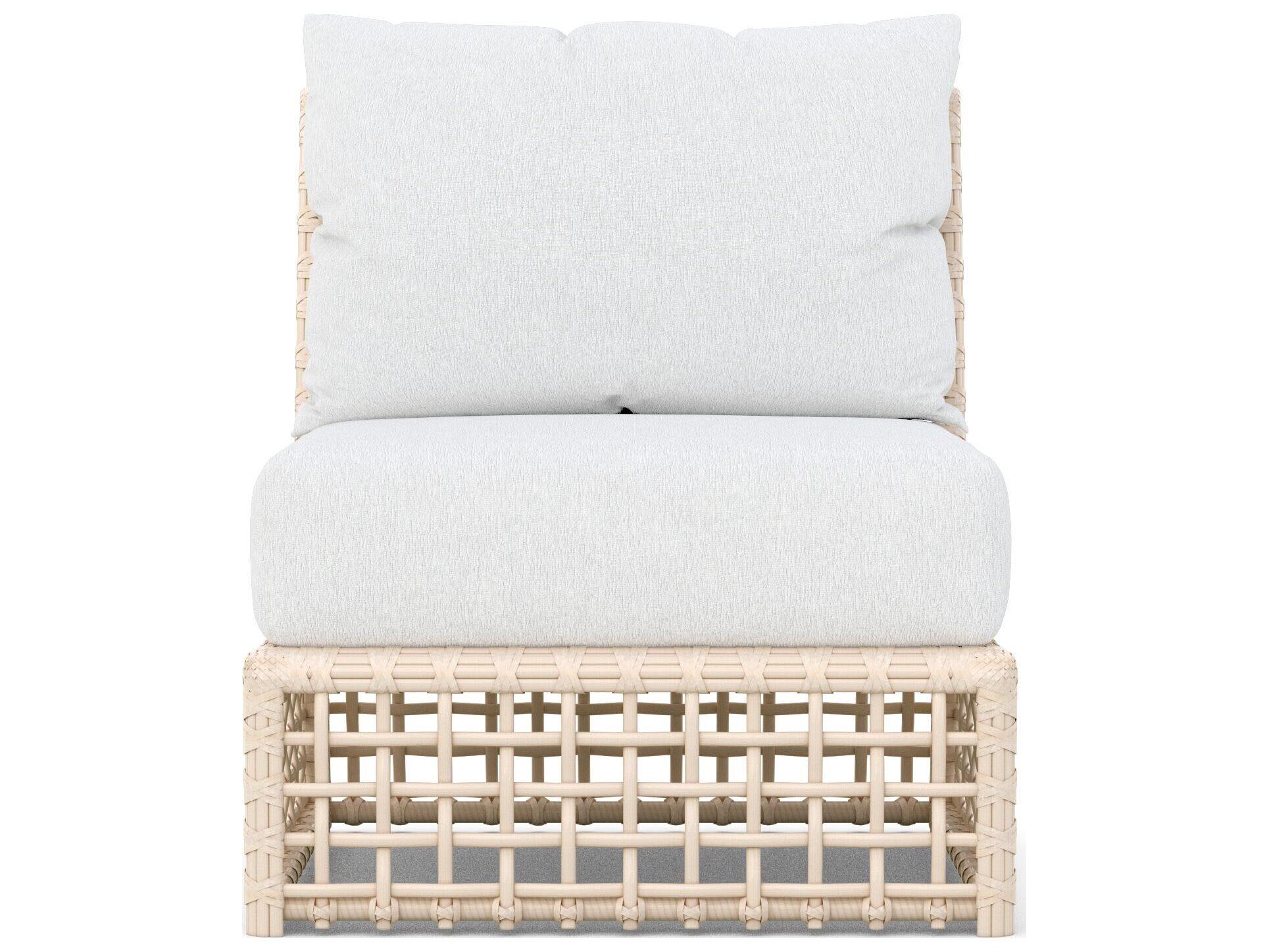 Azzurro Living Kiawah Almond All-Weather Wicker Modular Outdoor Lounge Chair with Cloud Cushion