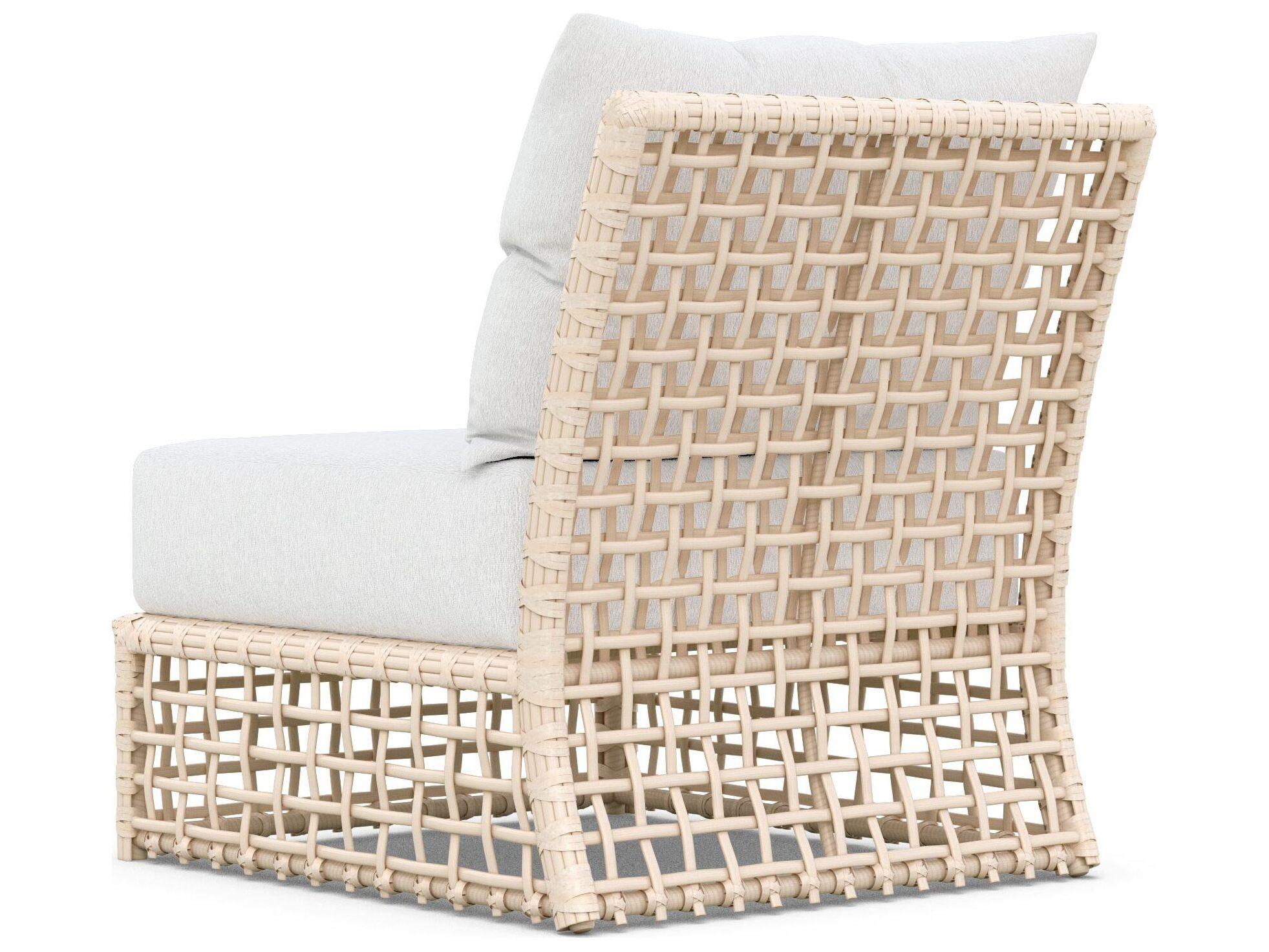 Azzurro Living Kiawah Almond All-Weather Wicker Modular Outdoor Lounge Chair with Cloud Cushion