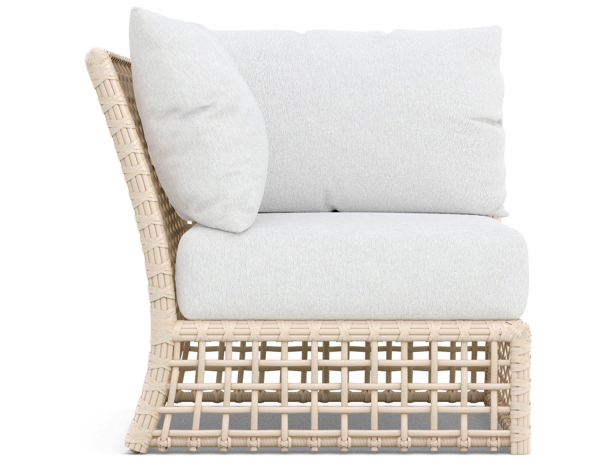 Azzurro Living Kiawah Almond All-Weather Wicker Corner Outdoor Patio Lounge Chair with Cloud Cushion