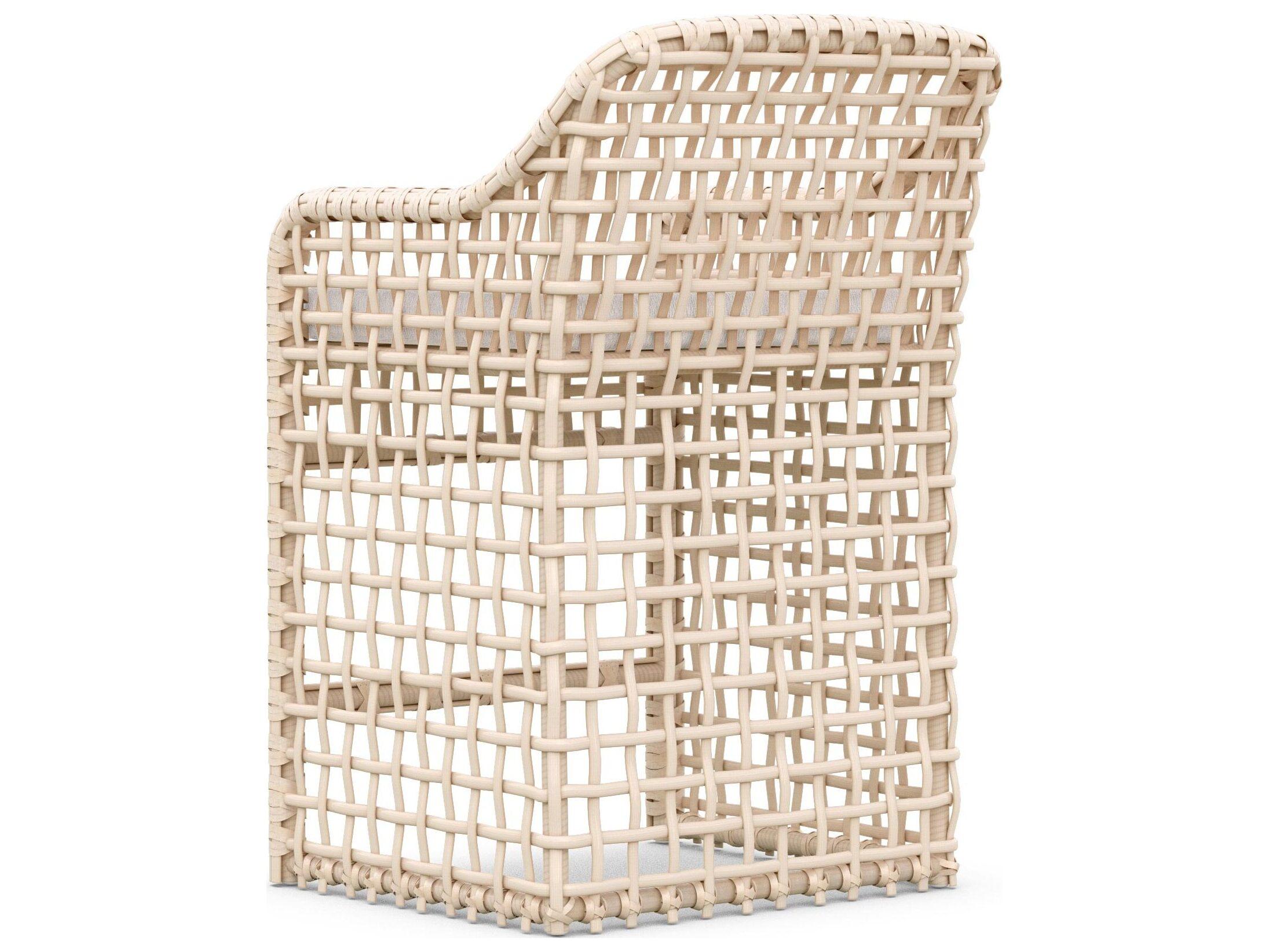 Azzurro Living Kiawah Almond All-Weather Wicker Outdoor Counter Stool with Cloud Cushion