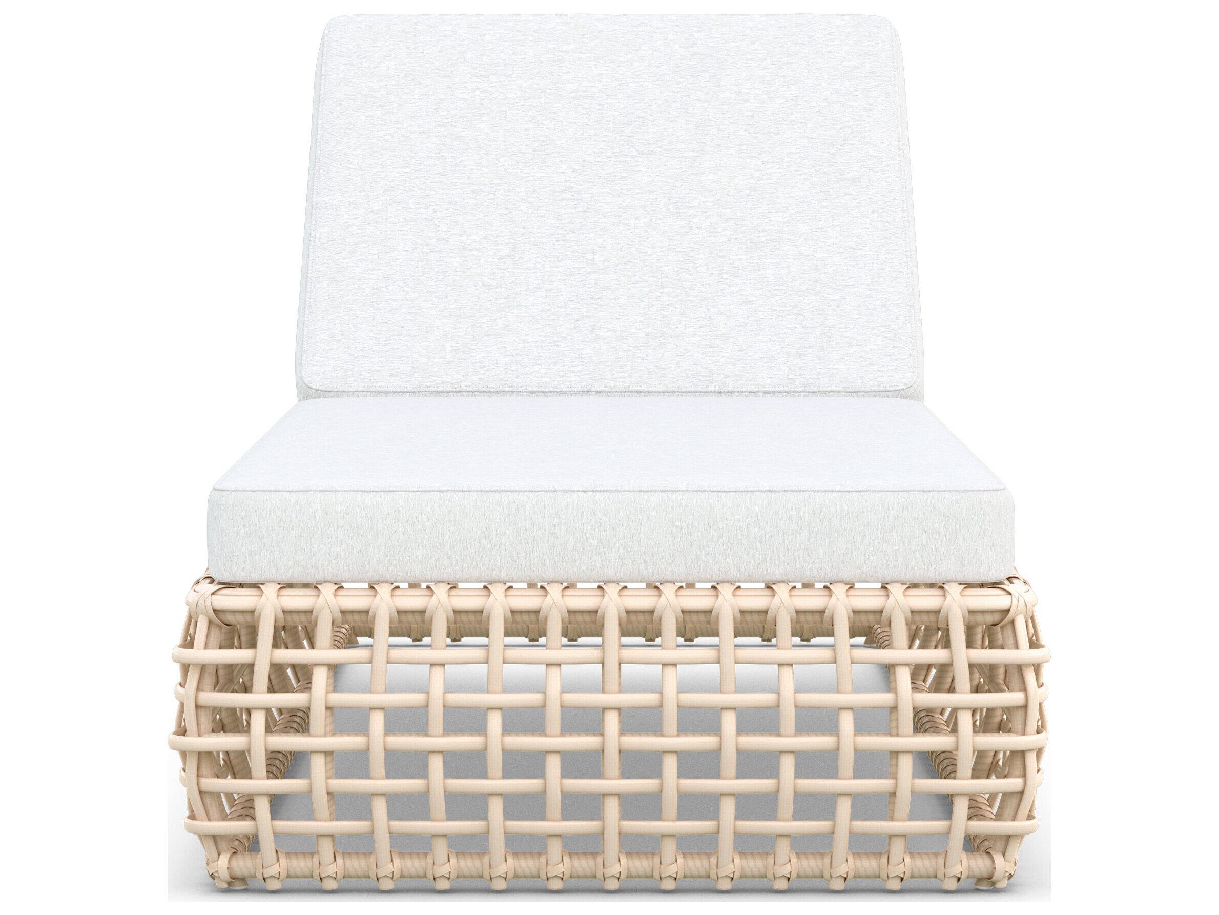 Azzurro Living Kiawah Almond All-Weather Wicker Outdoor Patio Chaise Lounge with Cloud Cushion