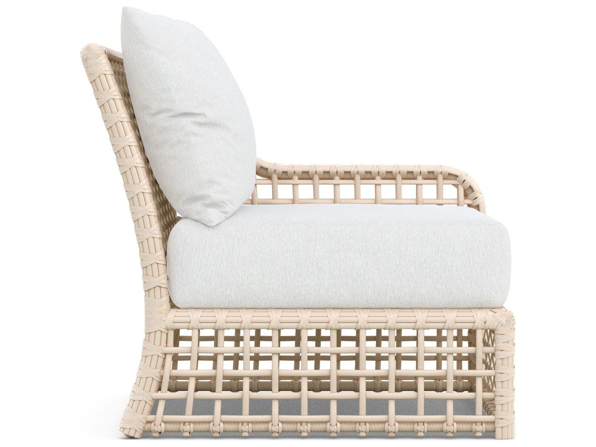 Azzurro Living Kiawah Almond All-Weather Wicker Left Arm Patio Lounge Chair with Cloud Cushion