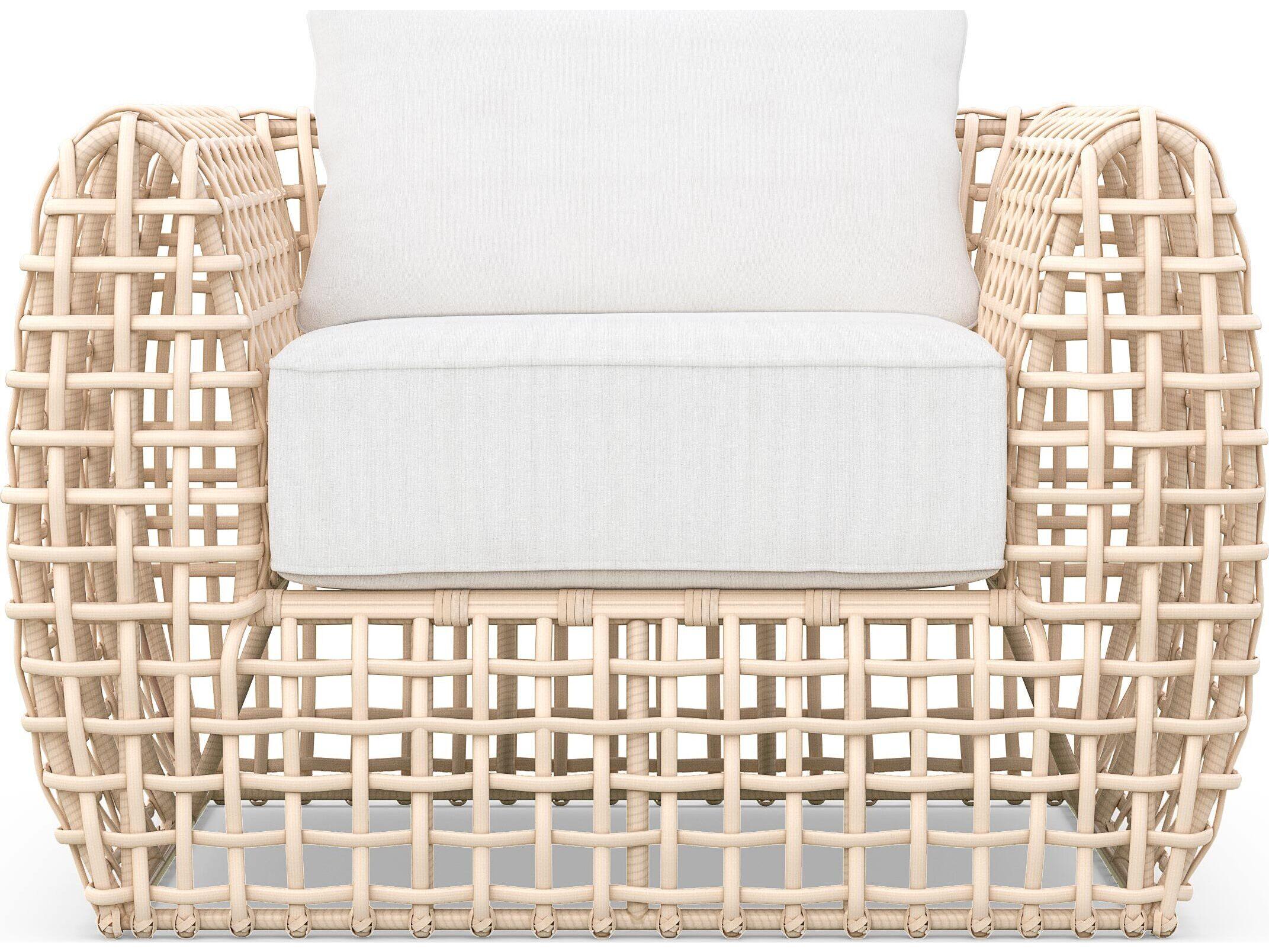 Azzurro Living Kiawah Almond All-Weather Wicker Sofa with Cloud Cushion