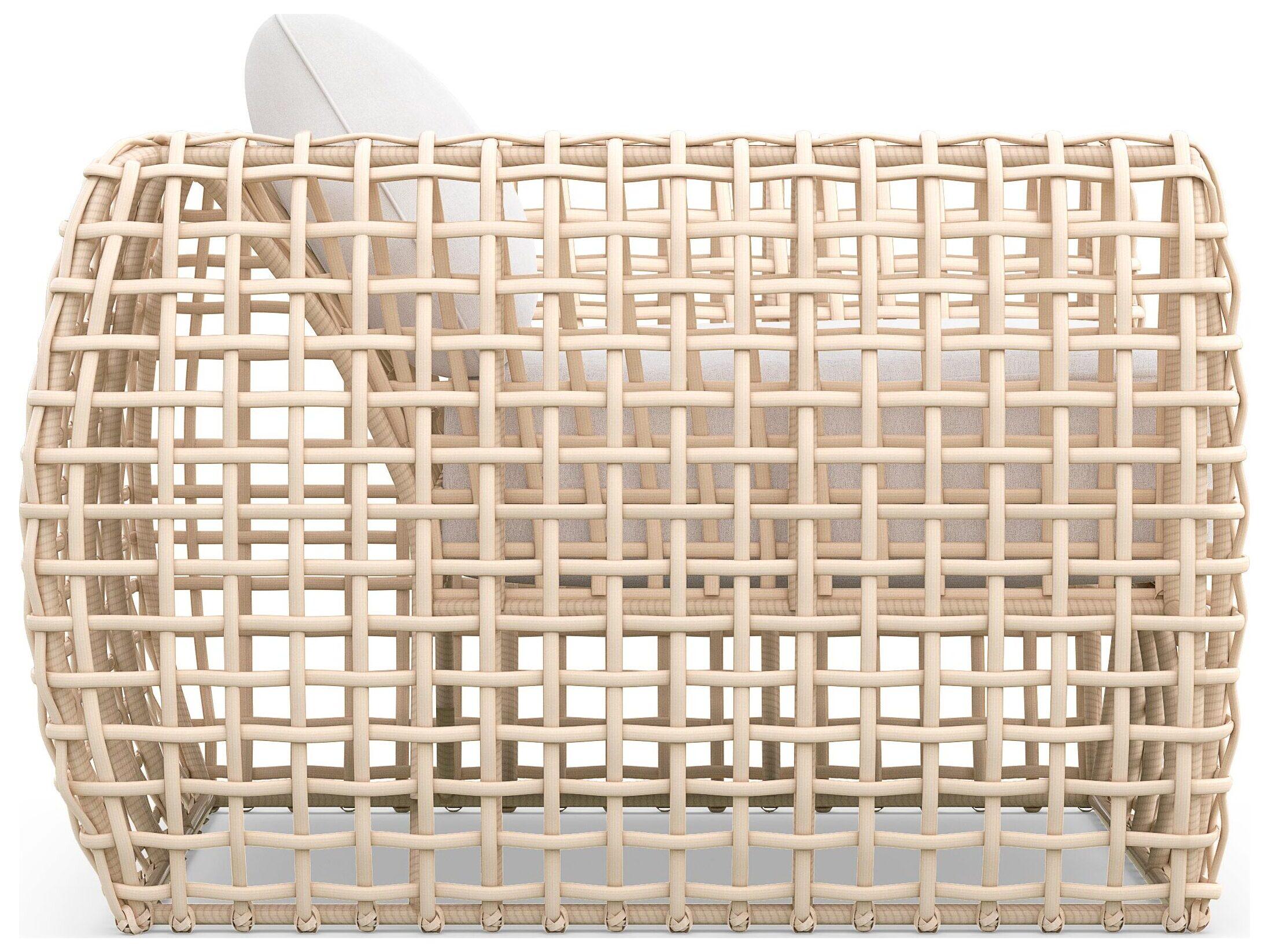 Azzurro Living Kiawah Almond All-Weather Wicker Sofa with Cloud Cushion