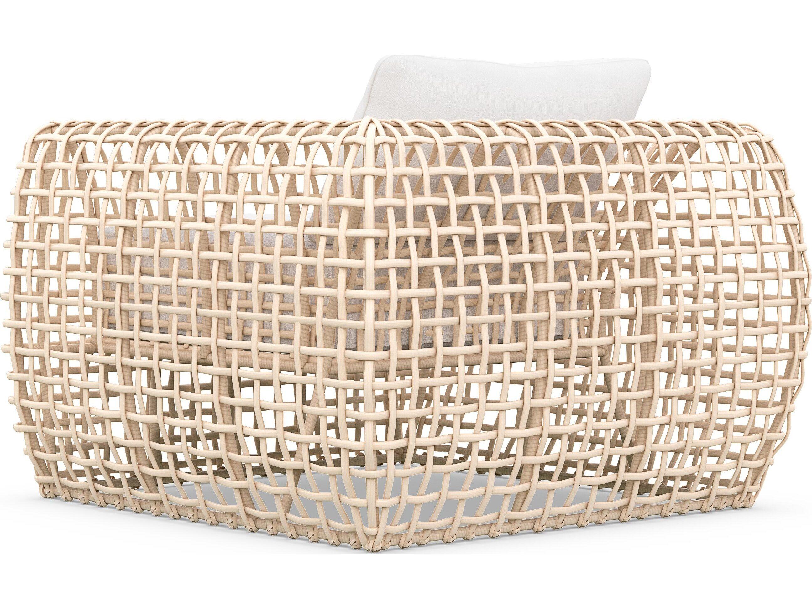 Azzurro Living Kiawah Almond All-Weather Wicker Sofa with Cloud Cushion