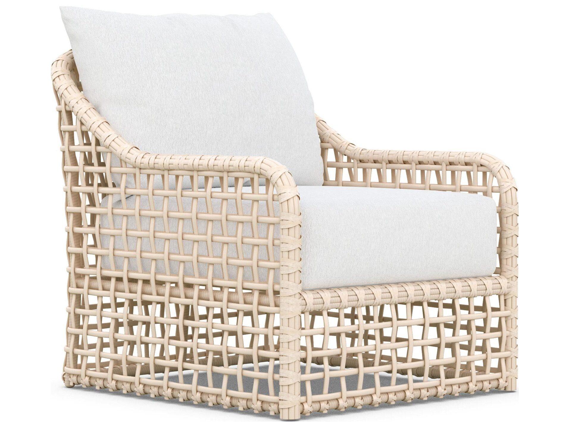 Azzurro Living Kiawah Almond All-Weather Wicker Patio Lounge Chair with Cloud Cushion